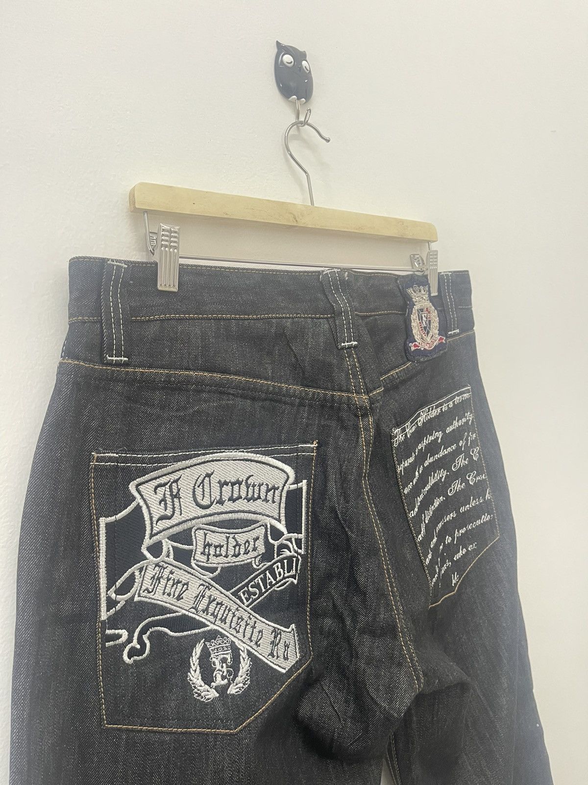 Hysteric Glamour Rare Vintage CROWN HOLDER Embroidered Sukajan Style Jeans Size US 34 / EU 50 - 3 Thumbnail