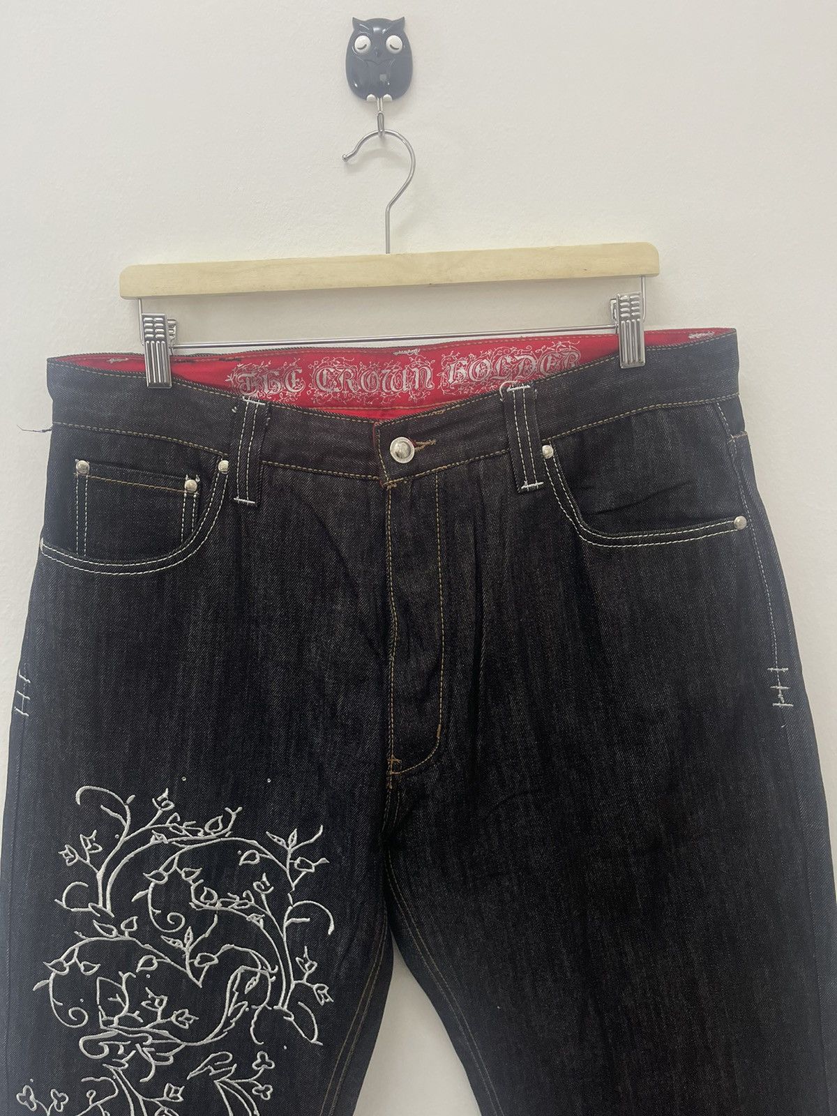 Hysteric Glamour Rare Vintage CROWN HOLDER Embroidered Sukajan Style Jeans Size US 34 / EU 50 - 8 Thumbnail