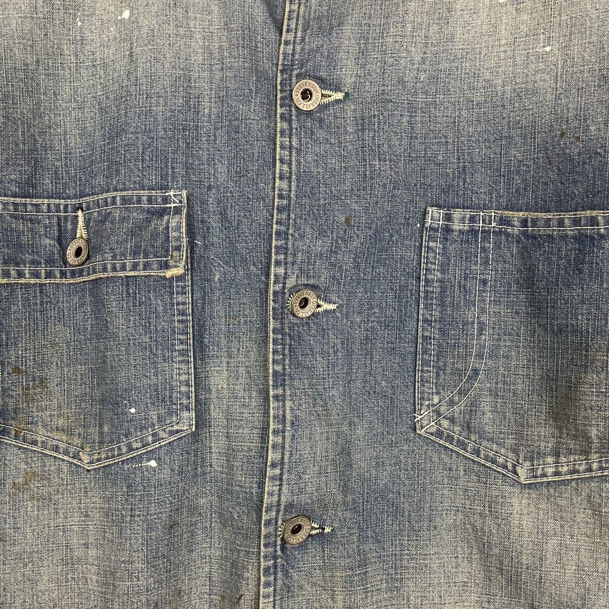 Aero Leathers × Stevenson Overall Co. 💥 THE PAINTER STEVENSON DENIM CHORE JACKET Size US L / EU 52-54 / 3 - 8 Thumbnail