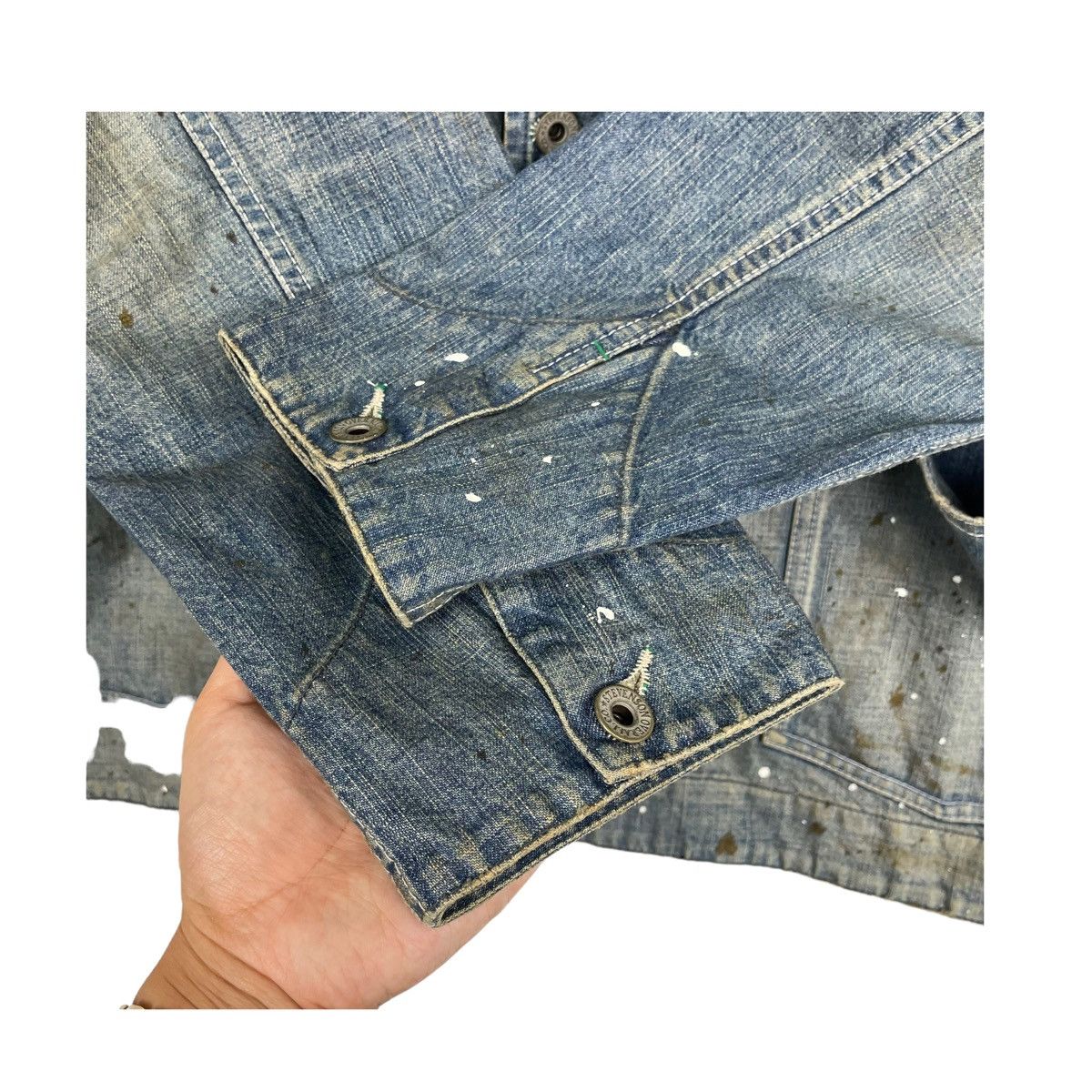 Aero Leathers × Stevenson Overall Co. 💥 THE PAINTER STEVENSON DENIM CHORE JACKET Size US L / EU 52-54 / 3 - 7 Thumbnail