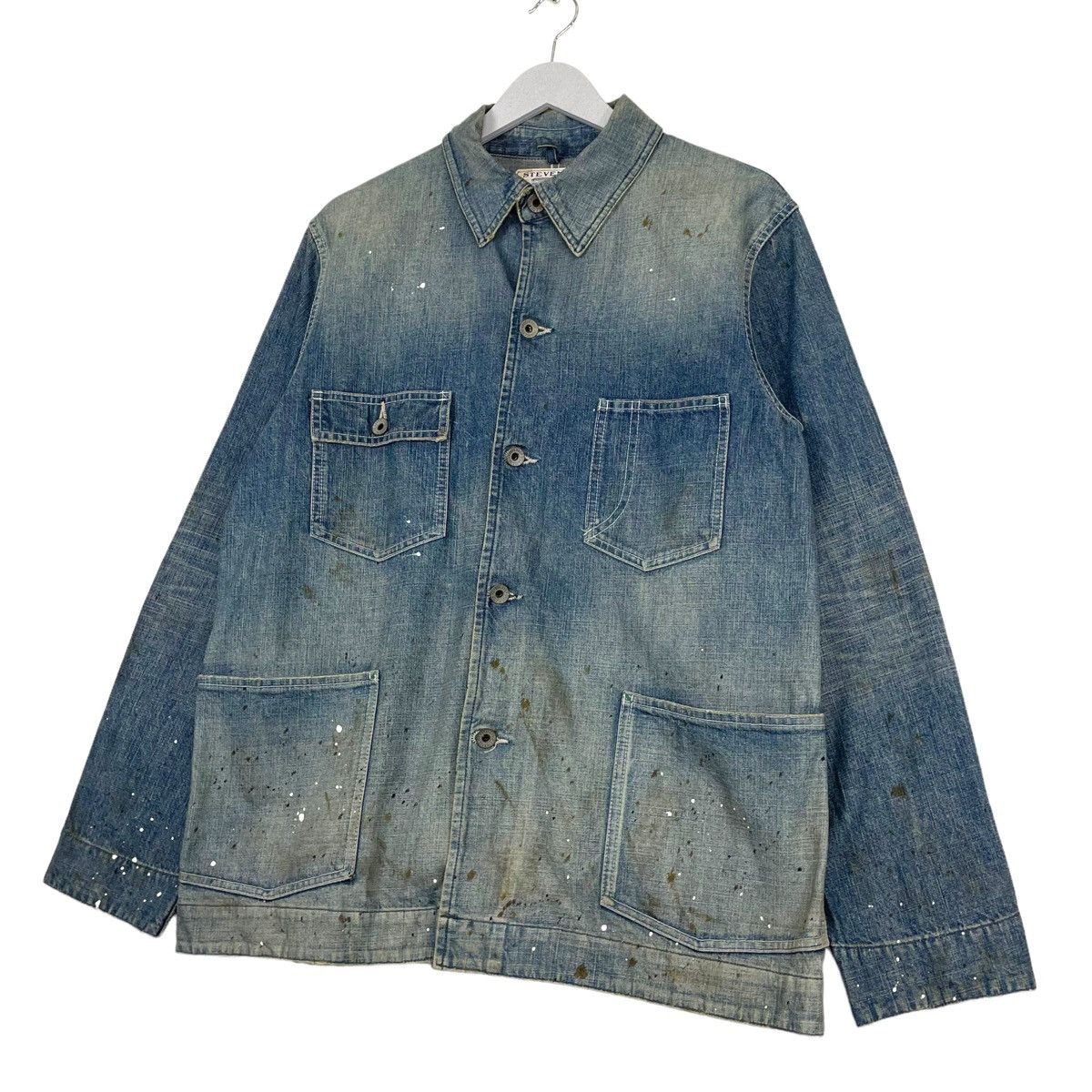 Aero Leathers × Stevenson Overall Co. 💥 THE PAINTER STEVENSON DENIM CHORE JACKET Size US L / EU 52-54 / 3 - 2 Thumbnail