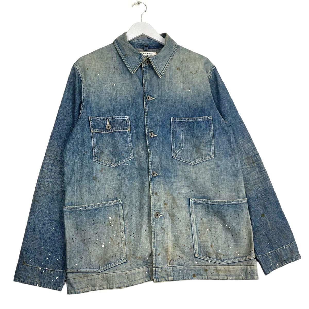 Aero Leathers × Stevenson Overall Co. 💥 THE PAINTER STEVENSON DENIM CHORE JACKET Size US L / EU 52-54 / 3 - 3 Thumbnail