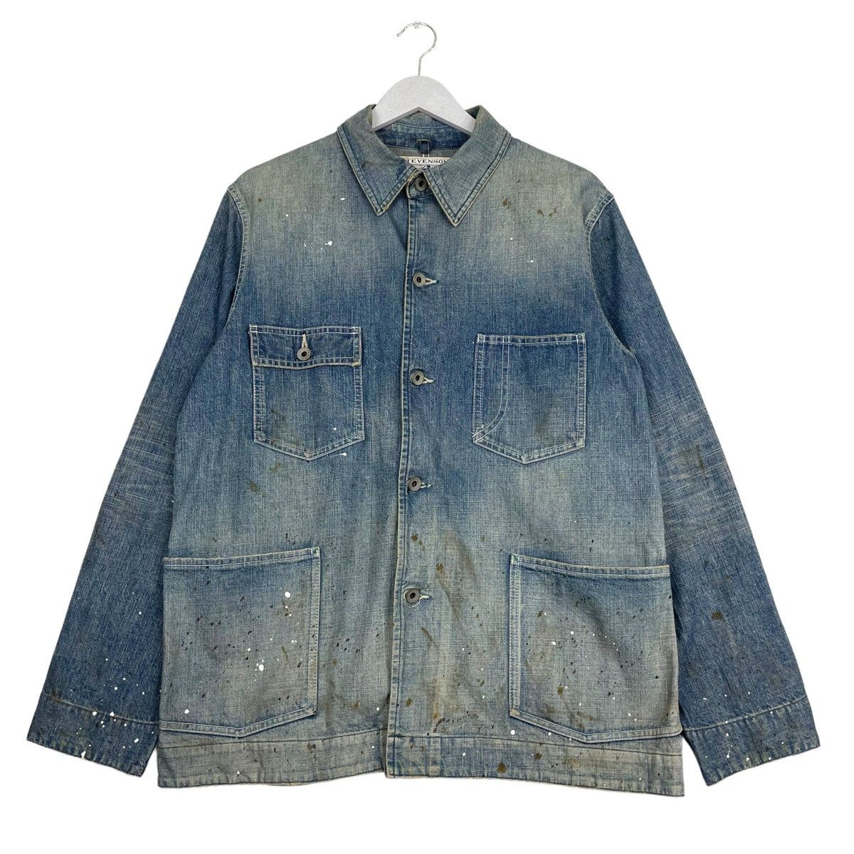 Aero Leathers × Stevenson Overall Co. 💥 THE PAINTER STEVENSON DENIM CHORE JACKET Size US L / EU 52-54 / 3 - 1 Thumbnail