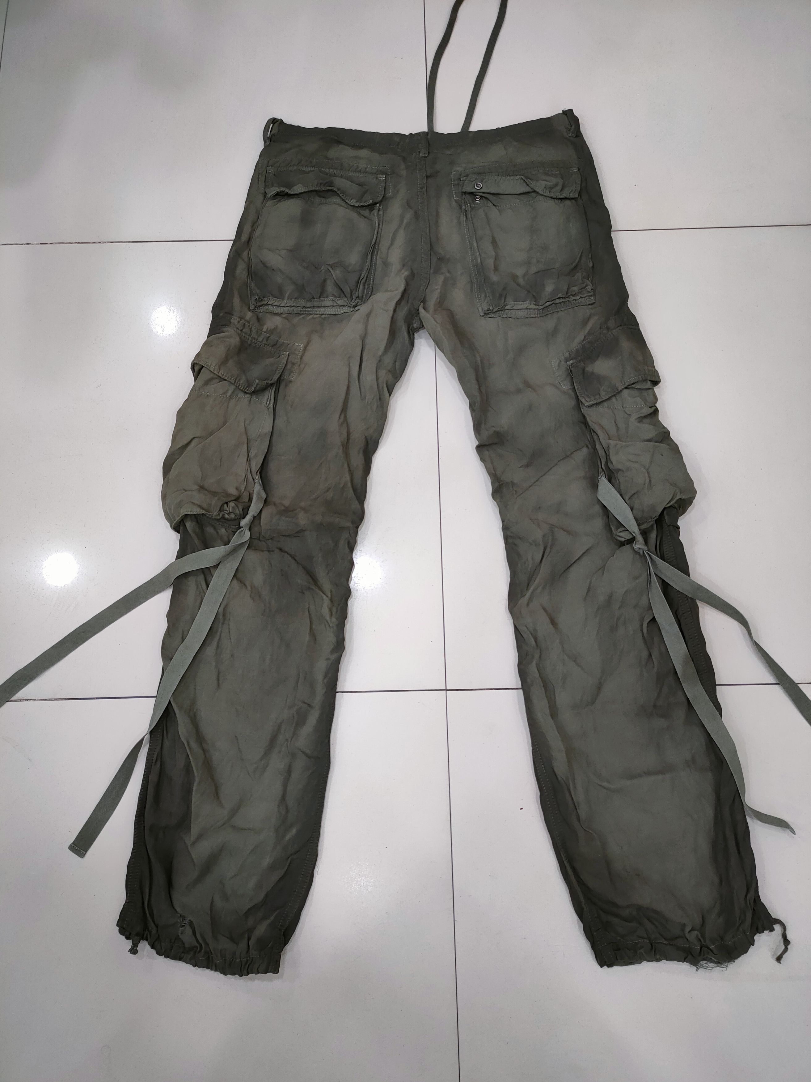 image of Seditionaries x Vintage Slow Gun Faded Parachute Cargo Pants in Faded Green, Men's (Size 34)