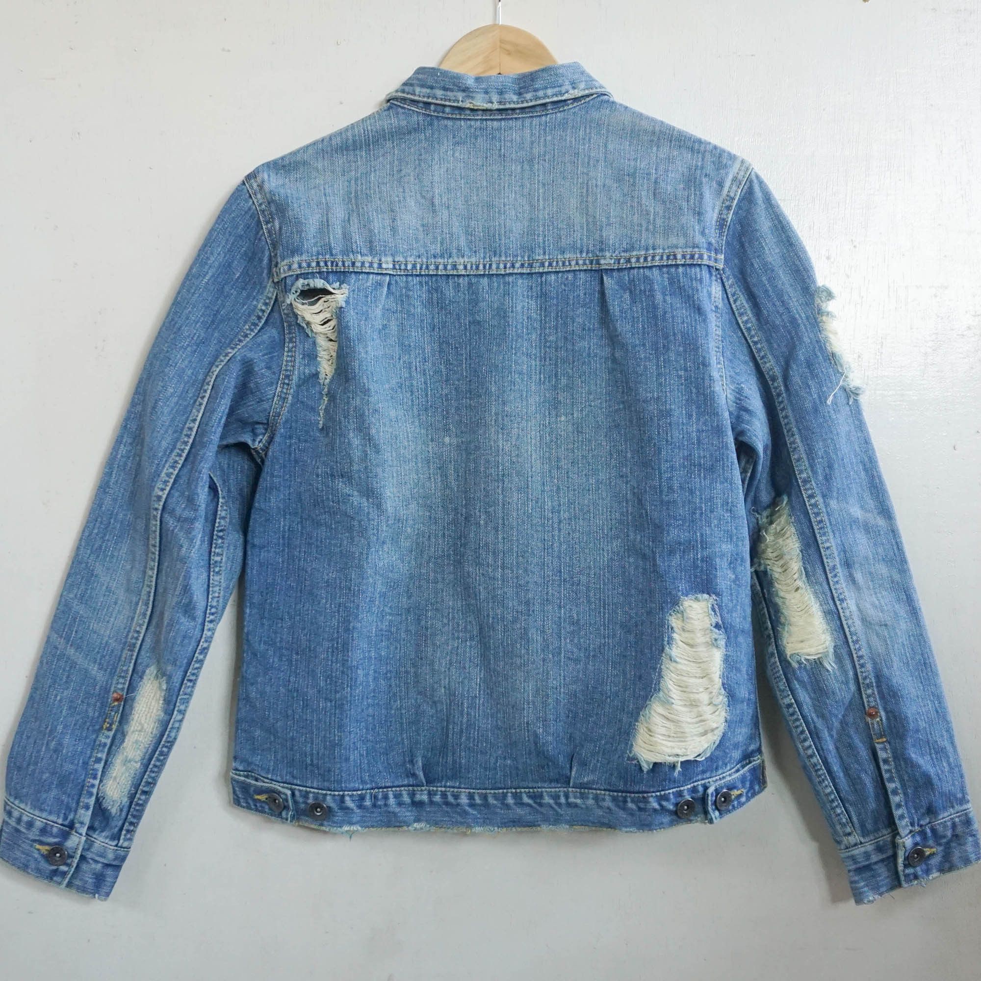 Japanese Brand ROYAL BLUE Ripped & Patched Distressed Denim Jacket Size US M / EU 48-50 / 2 - 17 Thumbnail