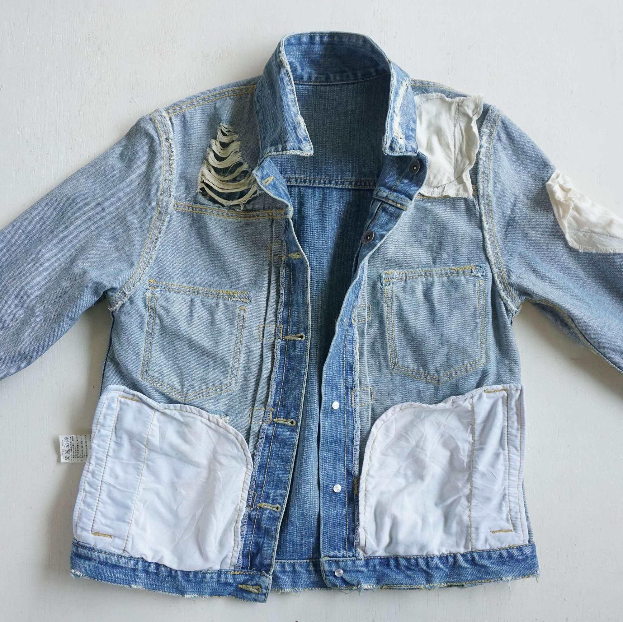 Japanese Brand ROYAL BLUE Ripped & Patched Distressed Denim Jacket Size US M / EU 48-50 / 2 - 9 Thumbnail