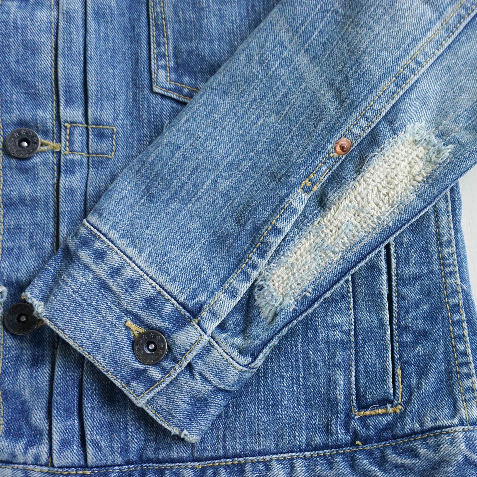 Japanese Brand ROYAL BLUE Ripped & Patched Distressed Denim Jacket Size US M / EU 48-50 / 2 - 3 Thumbnail