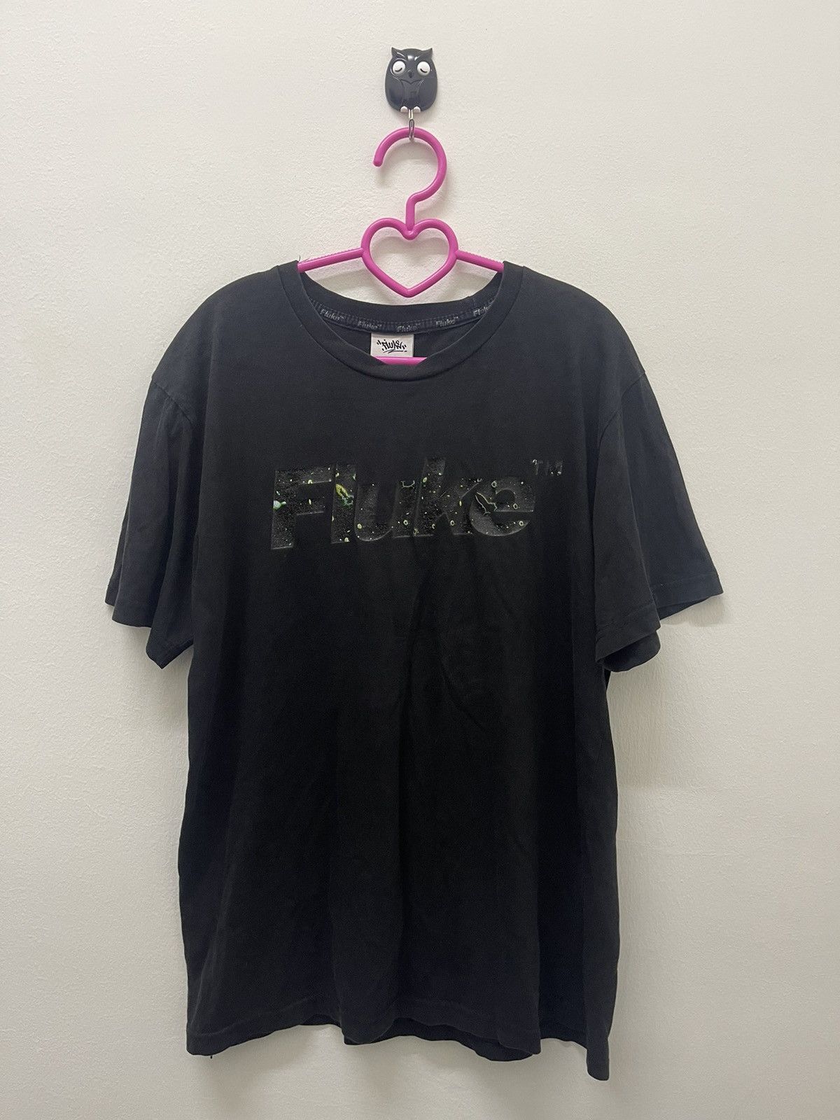 image of Skategang x Vintage Fluke Spell Out Tee in Black, Men's (Size Large)