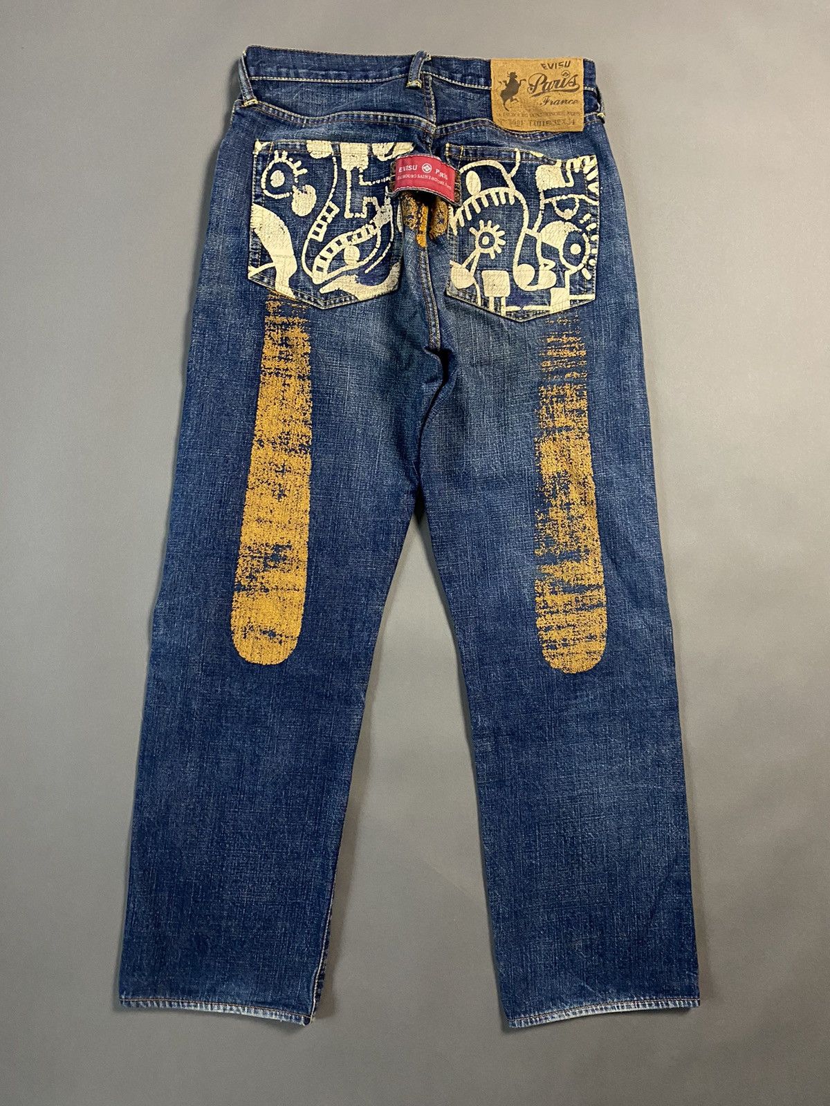 image of Archival Clothing x Evisu Jeans Daicock Vintage Selvedge Denim Paris Big Logo in Navy (Size 32)