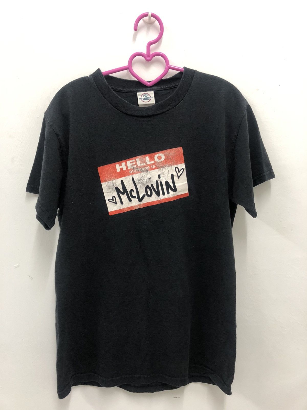 image of Hello My Name Is Mclovin Movie Shirt in Black, Men's (Size Small)