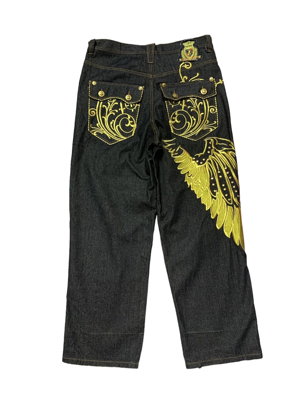 Hysteric Glamour Japanese Brand CROWN HOLDER Baggy Oversized Wings Embroidery Size US 37 - 1 Thumbnail