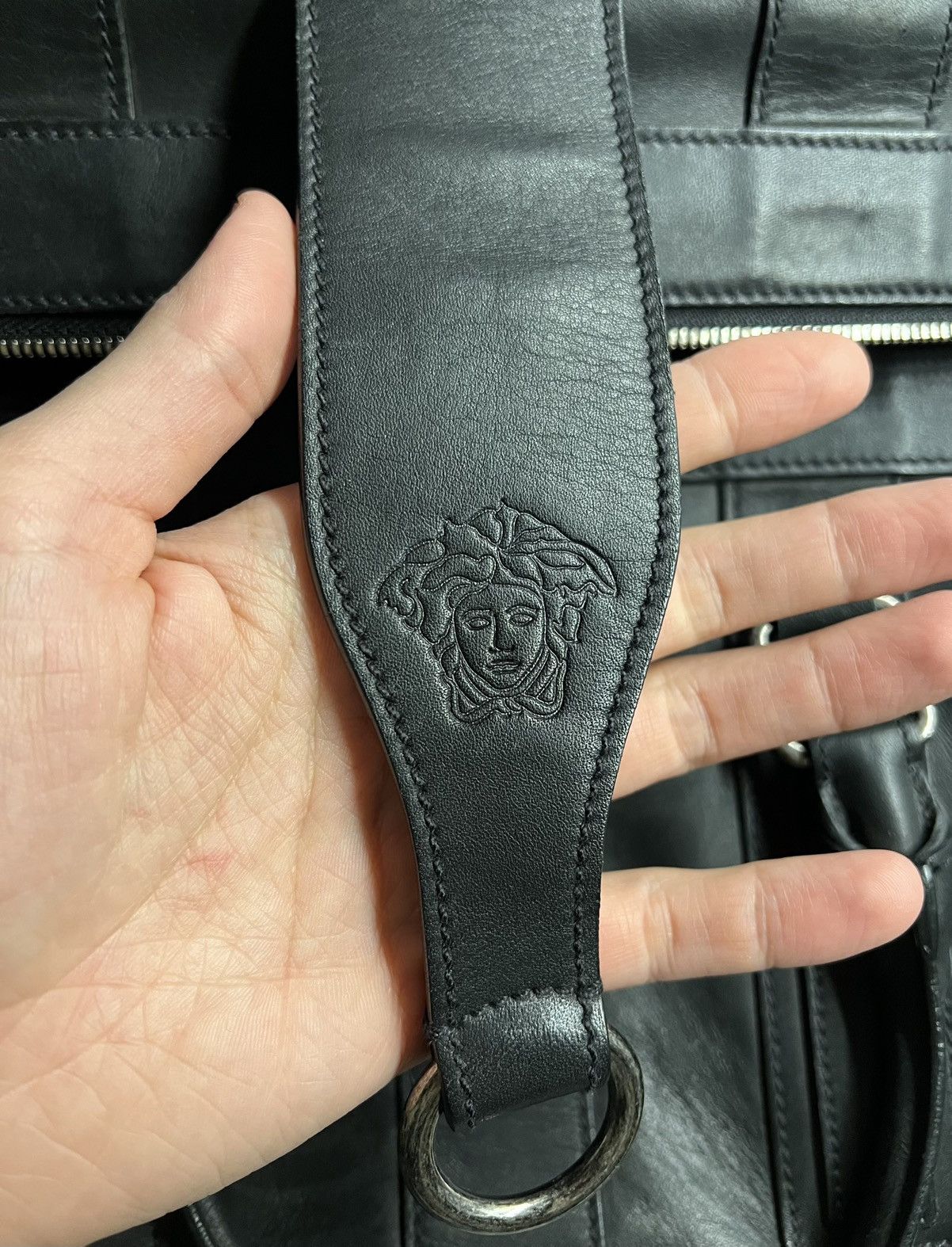 Versace Versace Medusa Black Leather Travel Bag Size ONE SIZE - 9 Thumbnail