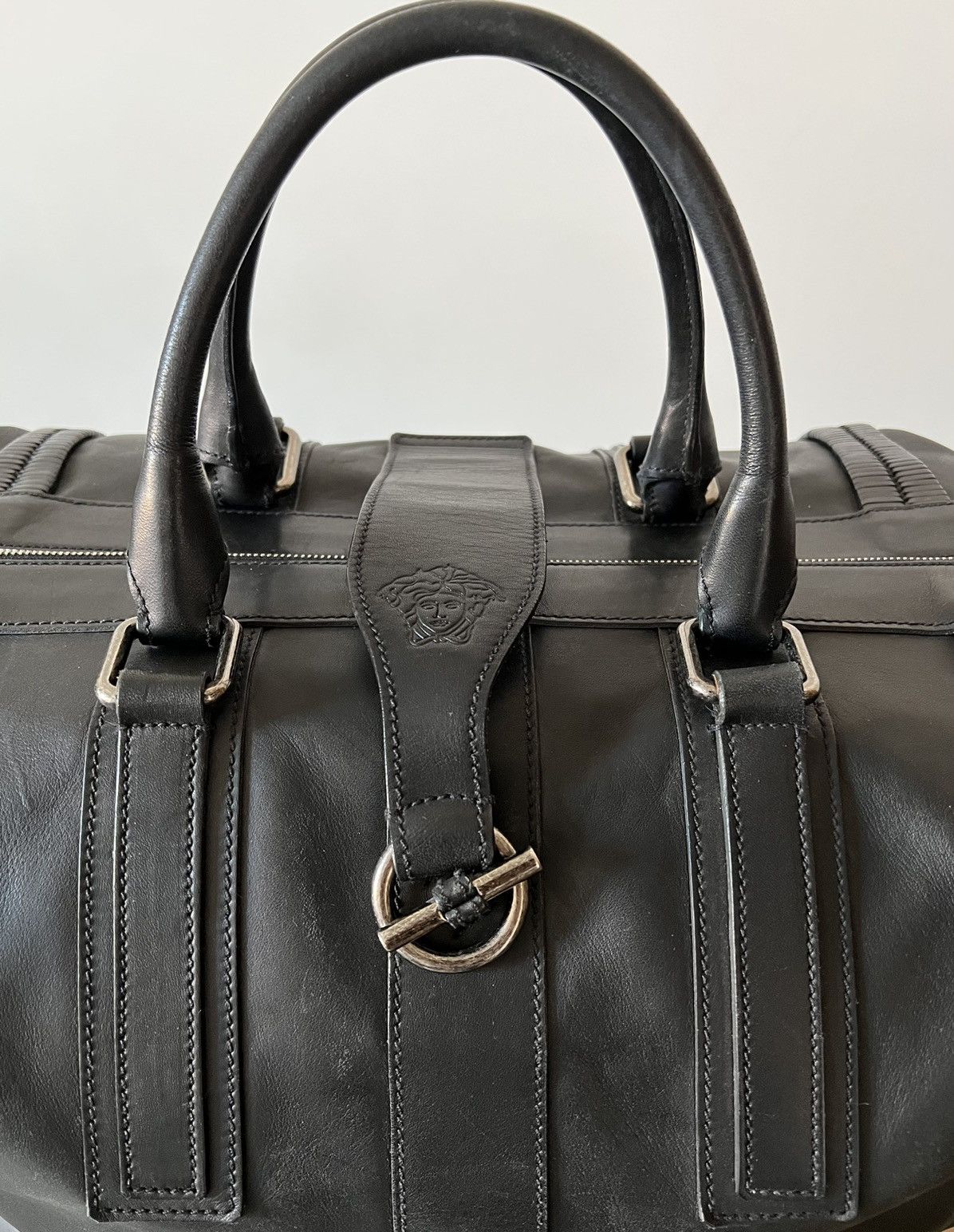 Versace Versace Medusa Black Leather Travel Bag Size ONE SIZE - 2 Thumbnail
