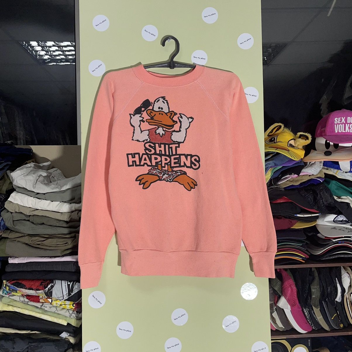 Vintage Vintage 90s Graphic Tee Shit Happens Humor Skate Streetwear Size US S / EU 44-46 / 1 - 1 Thumbnail