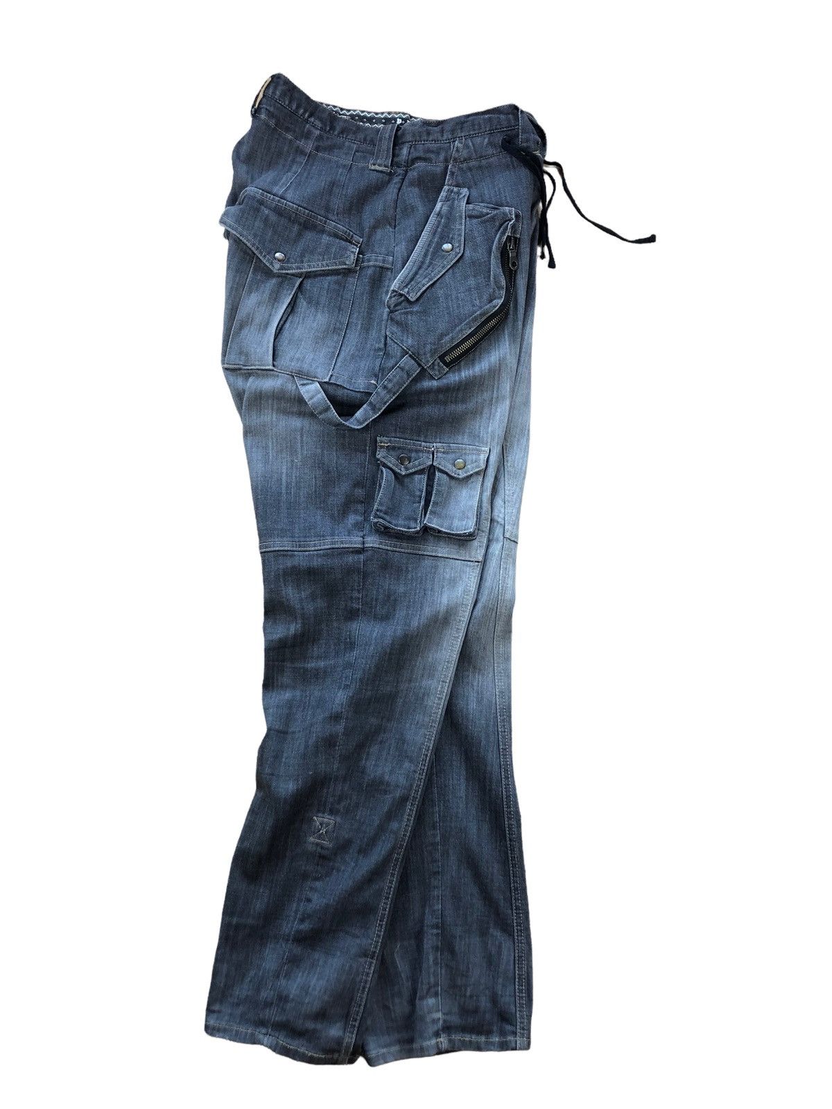 PPFM 2000s PPFM Multipocket Faded Denim Cargo Pant Size US 32 / EU 48 - 12 Thumbnail