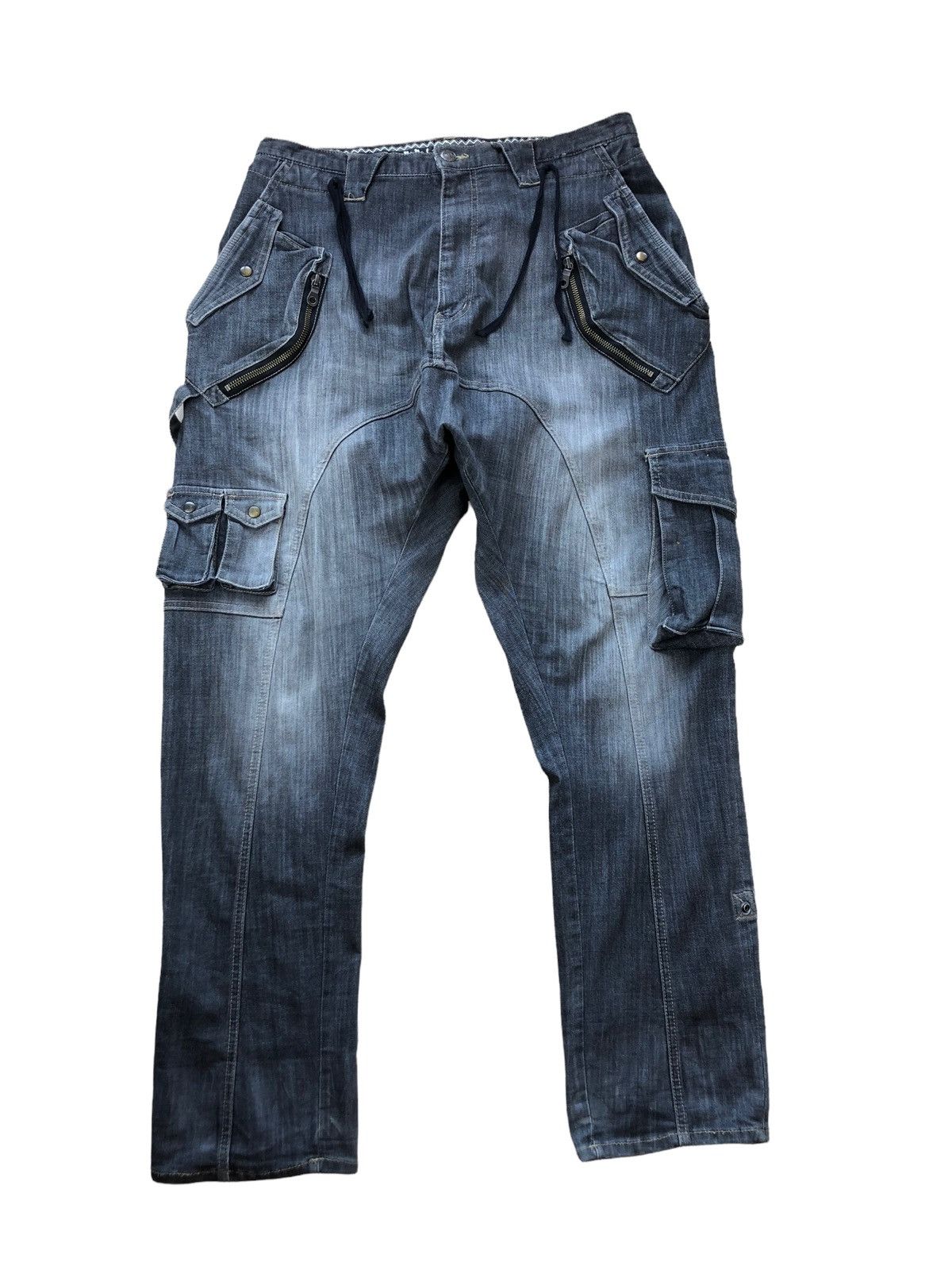 2000s PPFM Multipocket Faded Denim Cargo Pant