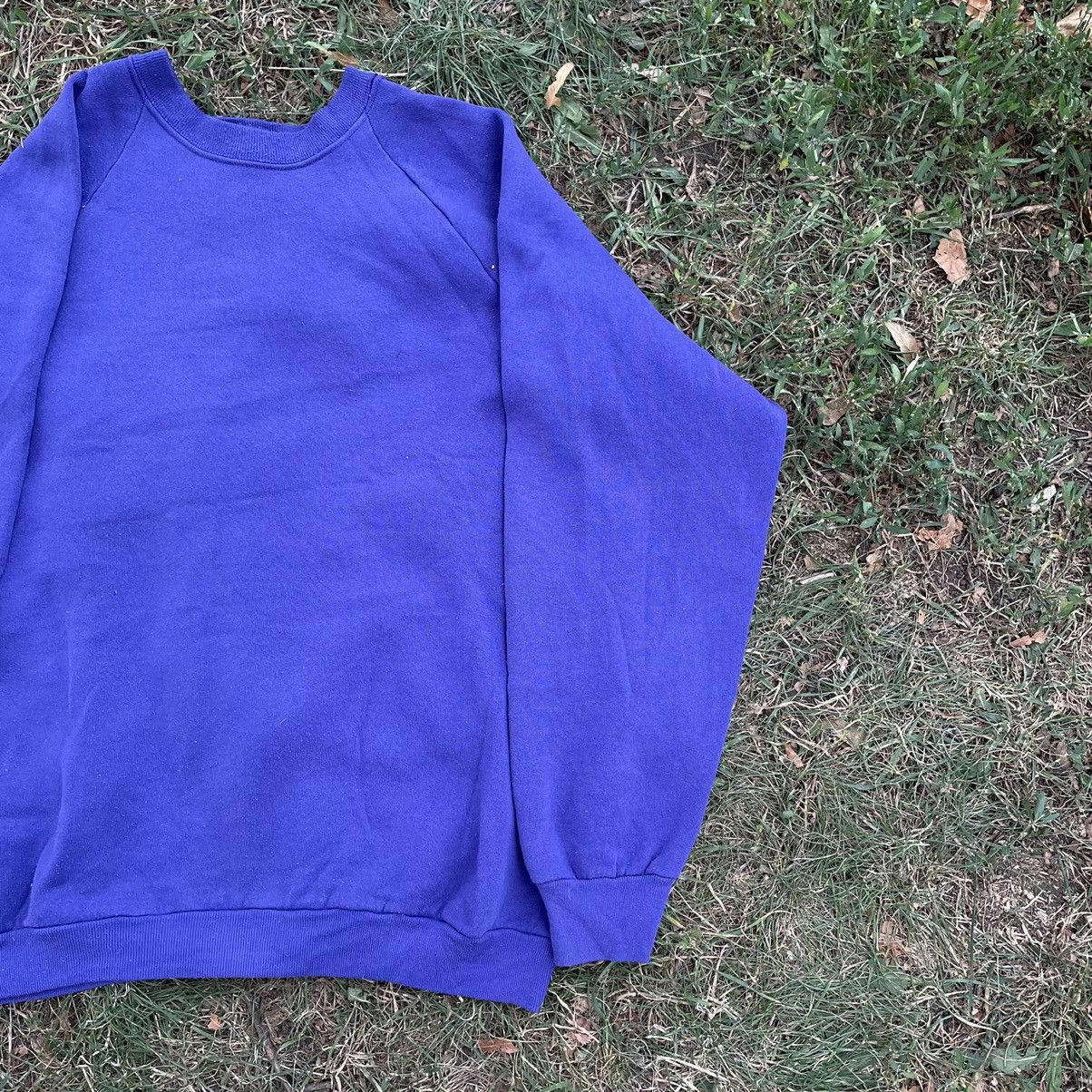 Vintage Vintage 90s Faded Royal Blue Crewneck Sweatshirt Baggy XL Size US XL / EU 56 / 4 - 2 Thumbnail