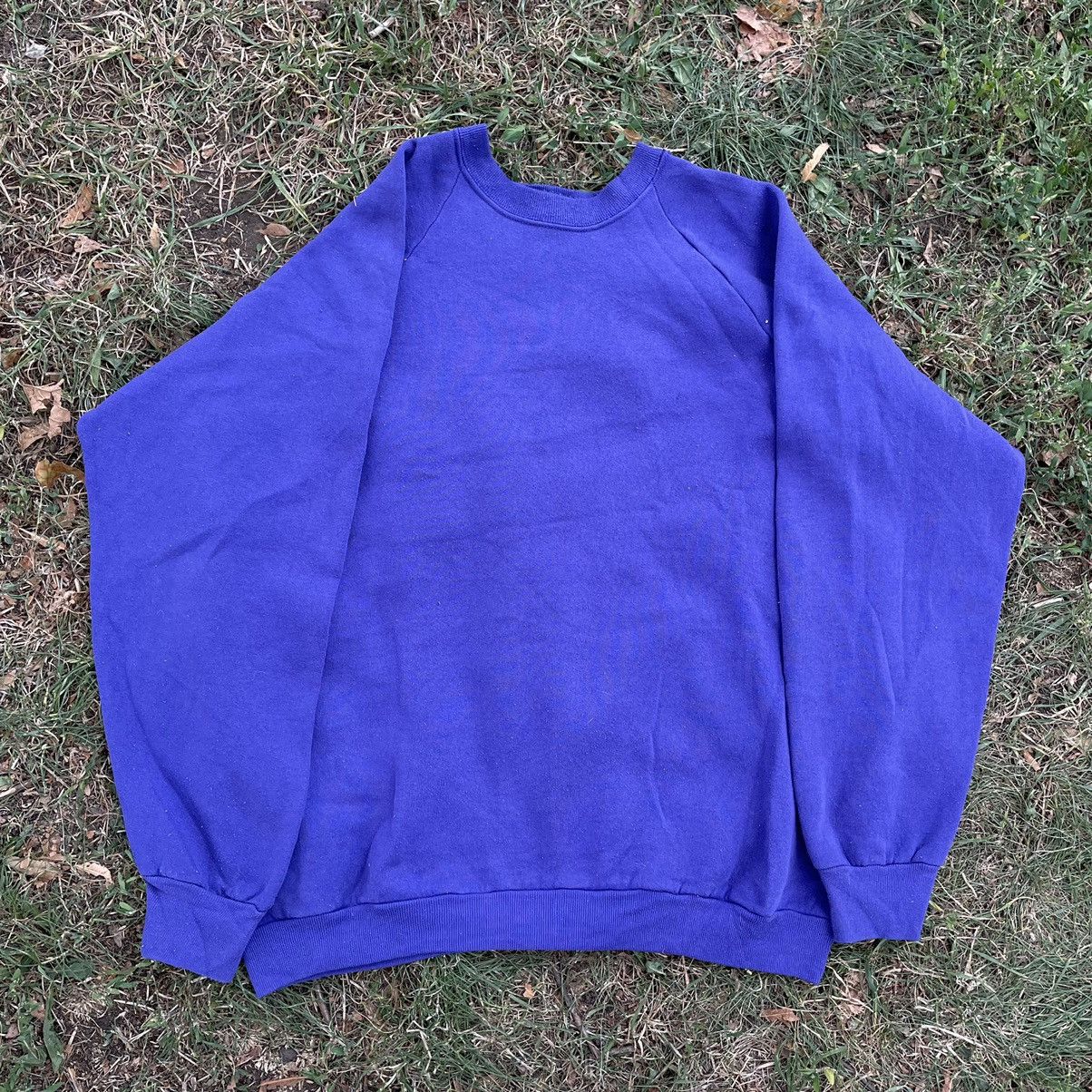 Vintage Vintage 90s Faded Royal Blue Crewneck Sweatshirt Baggy XL Size US XL / EU 56 / 4 - 1 Thumbnail