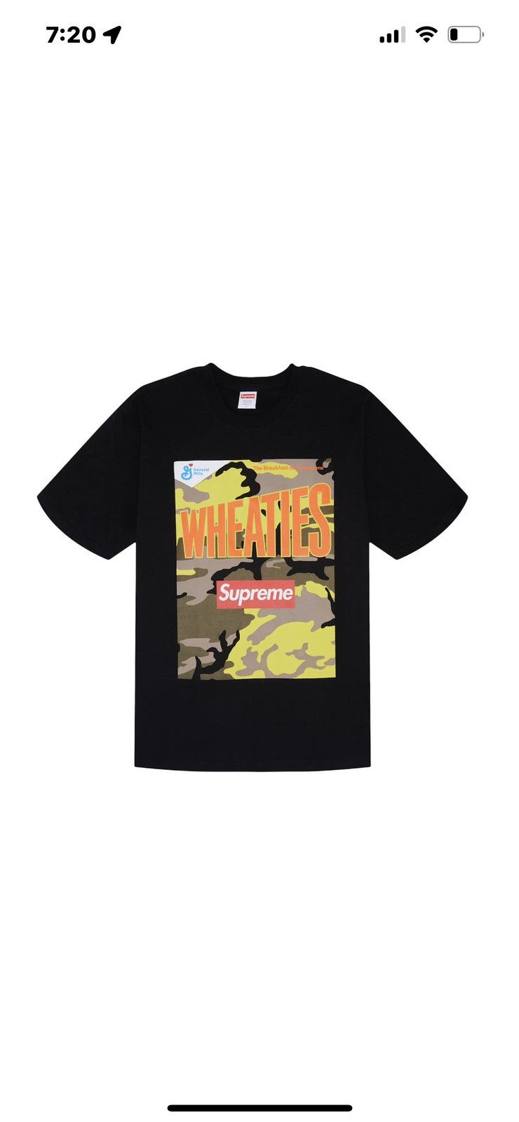 Supreme Wheaties Tee Black sz L 