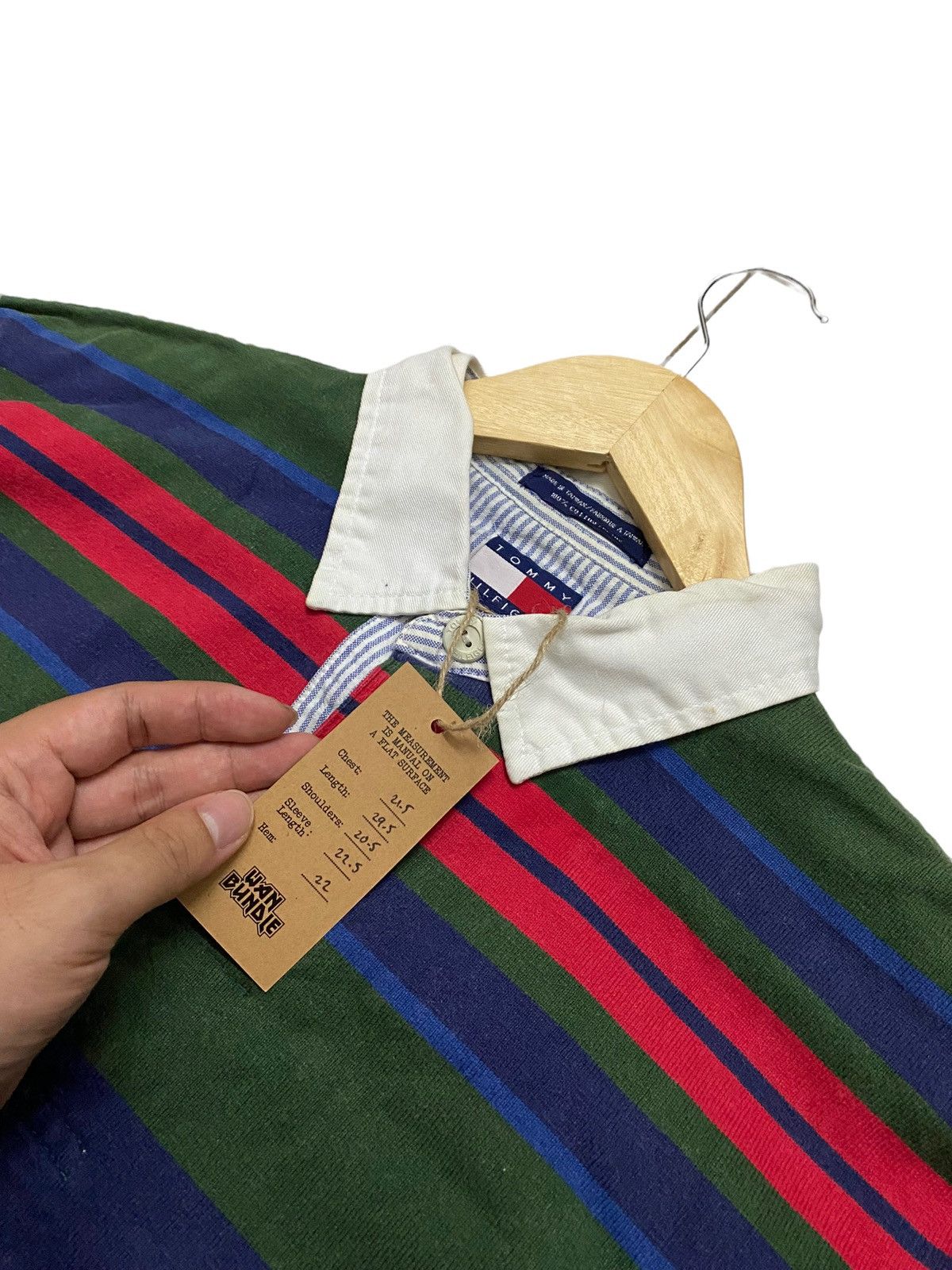Tommy Hilfiger × Vintage Vintage Tommy Hilfiger Long Sleeve Stripe Polo Size US L / EU 52-54 / 3 - 3 Thumbnail