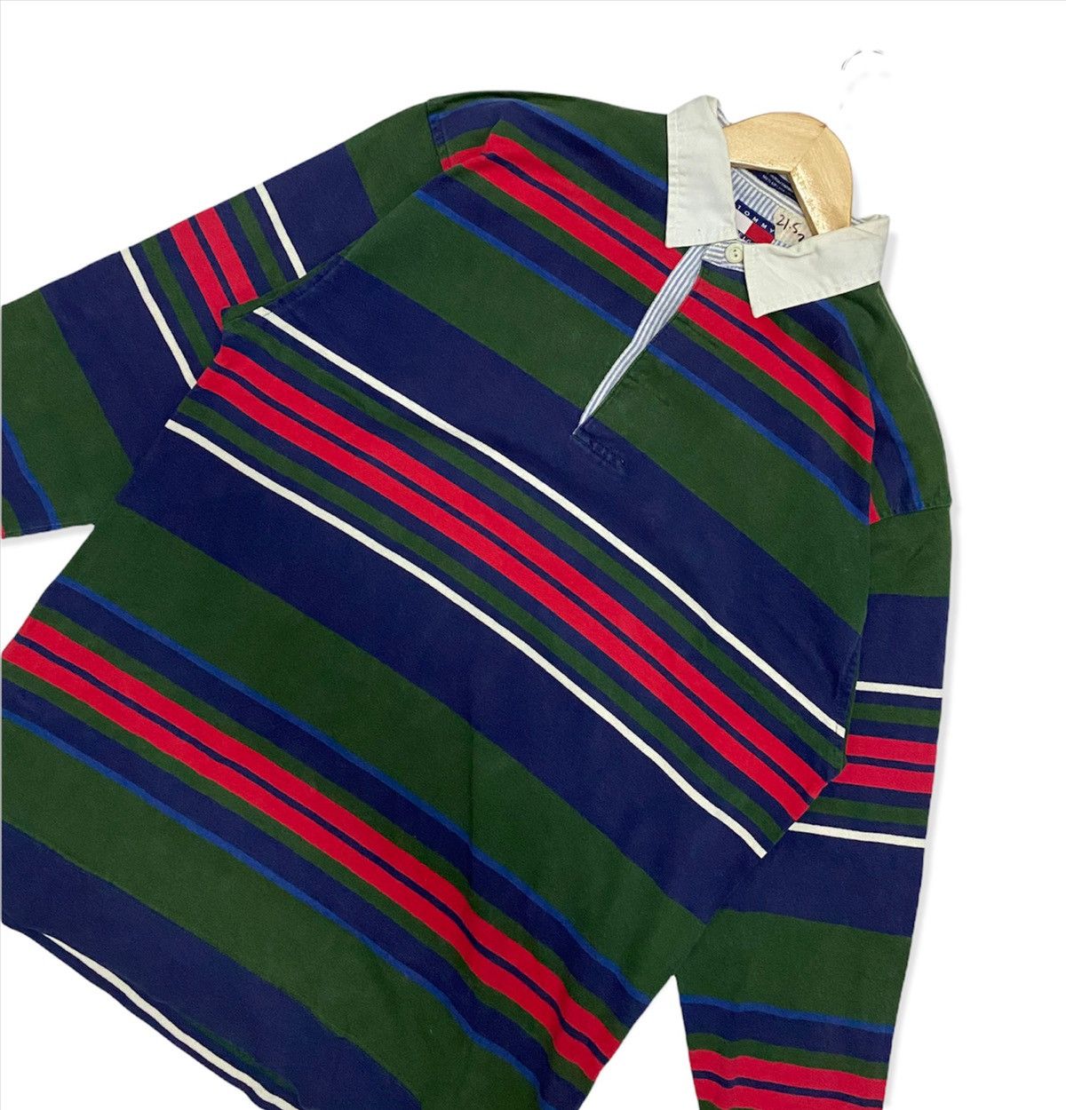 Tommy Hilfiger × Vintage Vintage Tommy Hilfiger Long Sleeve Stripe Polo Size US L / EU 52-54 / 3 - 2 Thumbnail