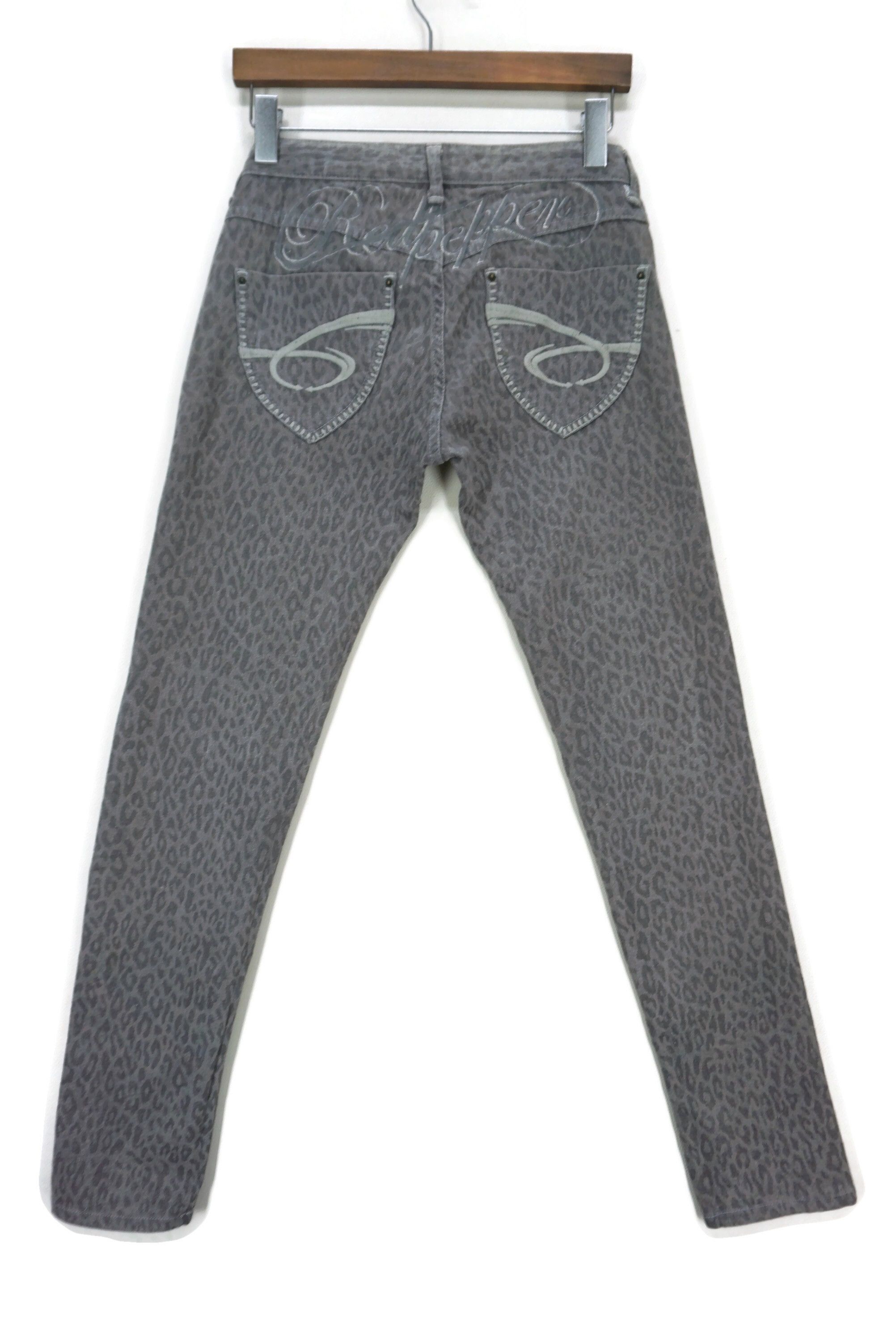 image of Rockers Leopard Print Skinny Red Pepper Slim Embroidered Embellished in Grey, Women's (Size 26)