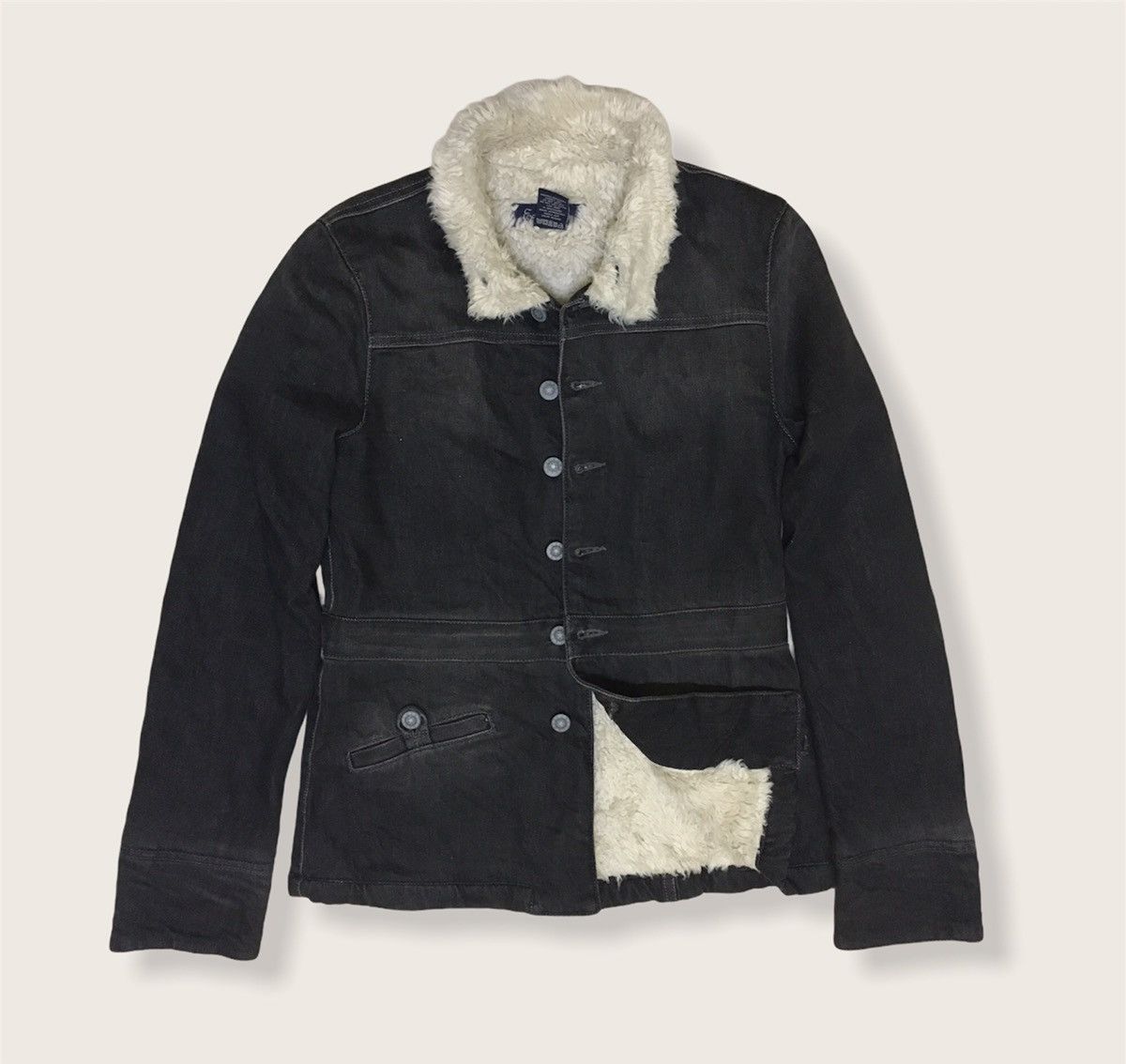 Japanese Brand Earl Jean Sherpa Denim Jacket Size US XS / EU 42 / 0 - 3 Thumbnail