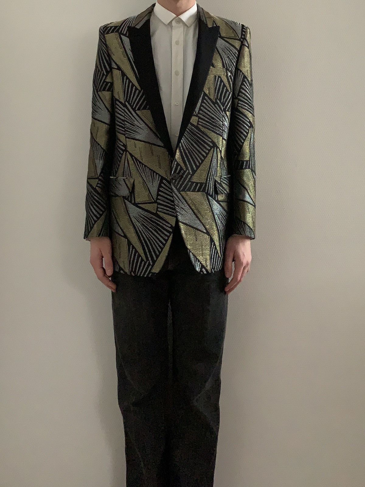 Hedi Slimane × Saint Laurent Paris FW2014 1/1 Sample Geometric Metal Embroidered Tuxedo Size US L / EU 52-54 / 3 - 3 Thumbnail