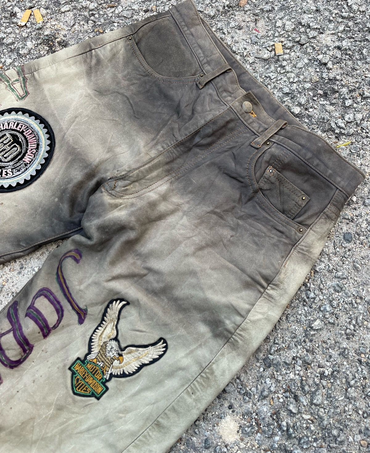 Japanese Brand 🔥Vintage Explorer Jeans Japan Custom Punk Leather Pants Size US 33 - 4 Thumbnail