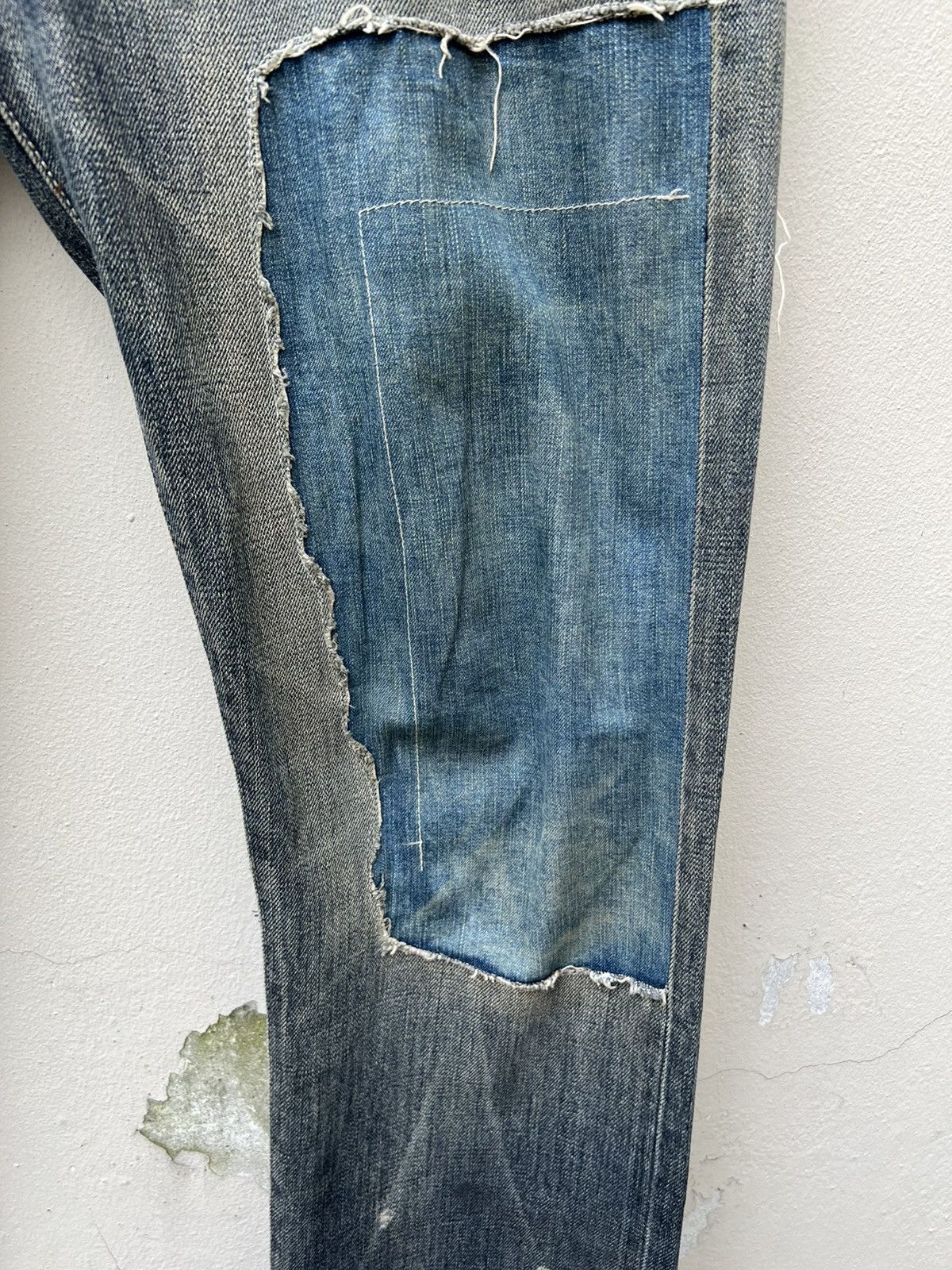 Neighborhood Neighborhood Ripped Patchwork Sashiko Denim Selvedge Jeans Size US 31 - 9 Thumbnail