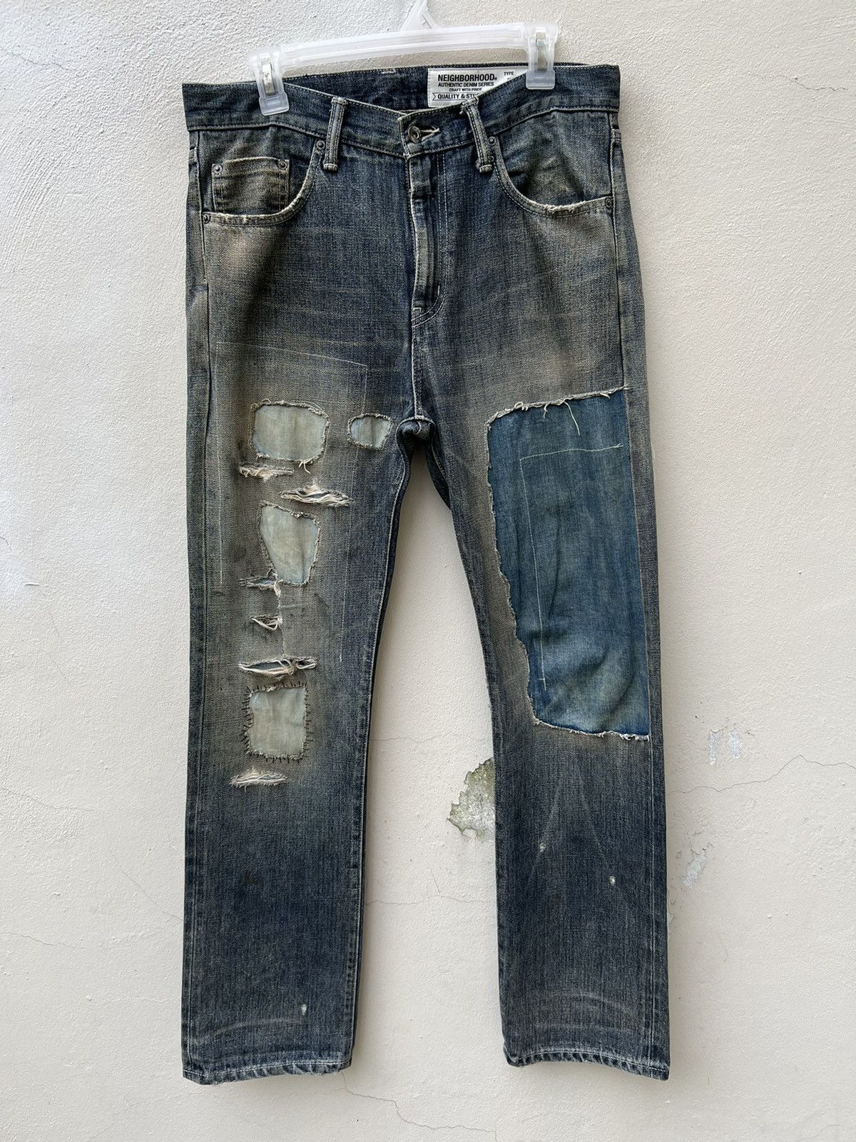 Neighborhood Neighborhood Ripped Patchwork Sashiko Denim Selvedge Jeans Size US 31 - 3 Thumbnail
