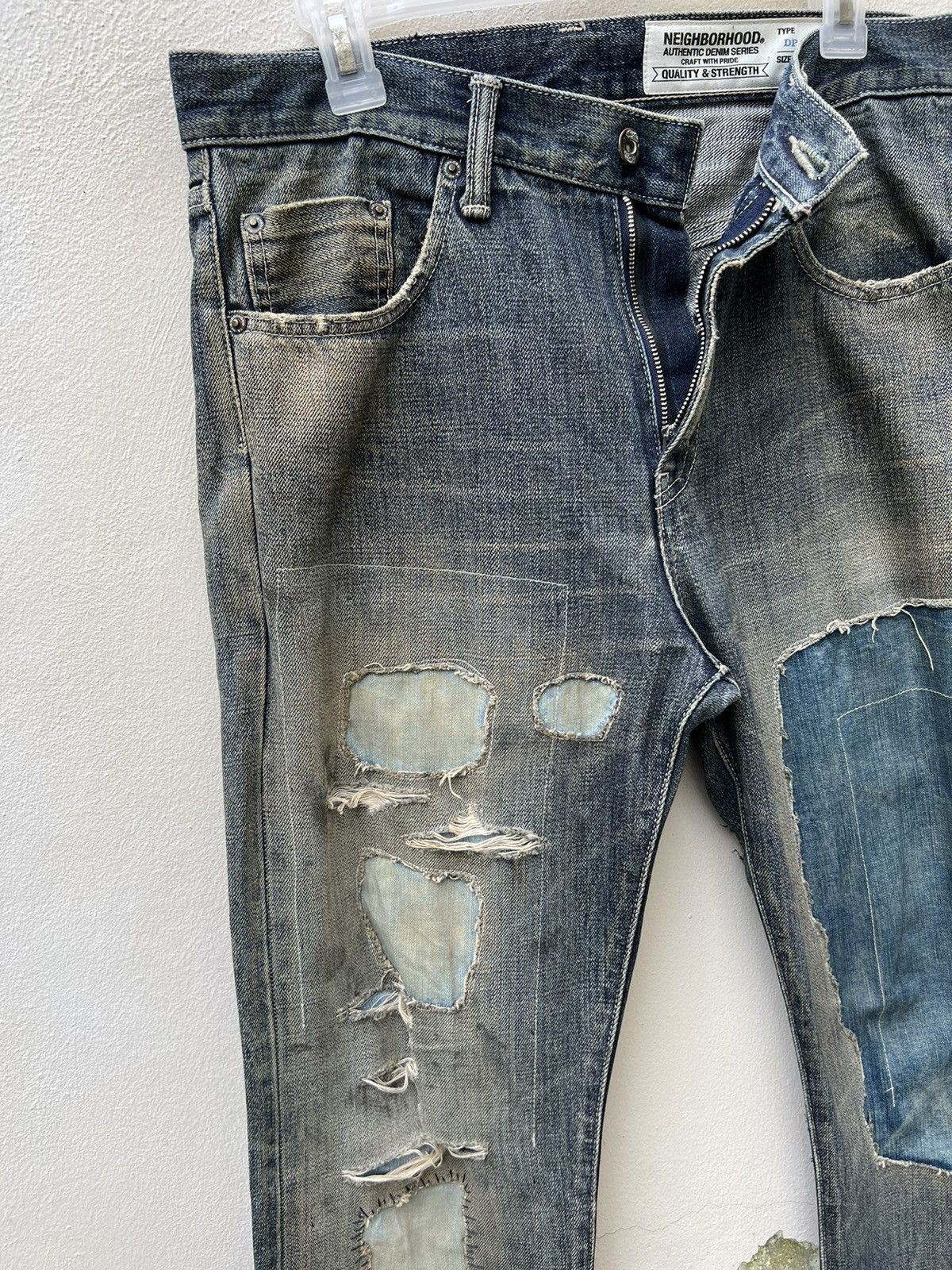 Neighborhood Neighborhood Ripped Patchwork Sashiko Denim Selvedge Jeans Size US 31 - 5 Thumbnail