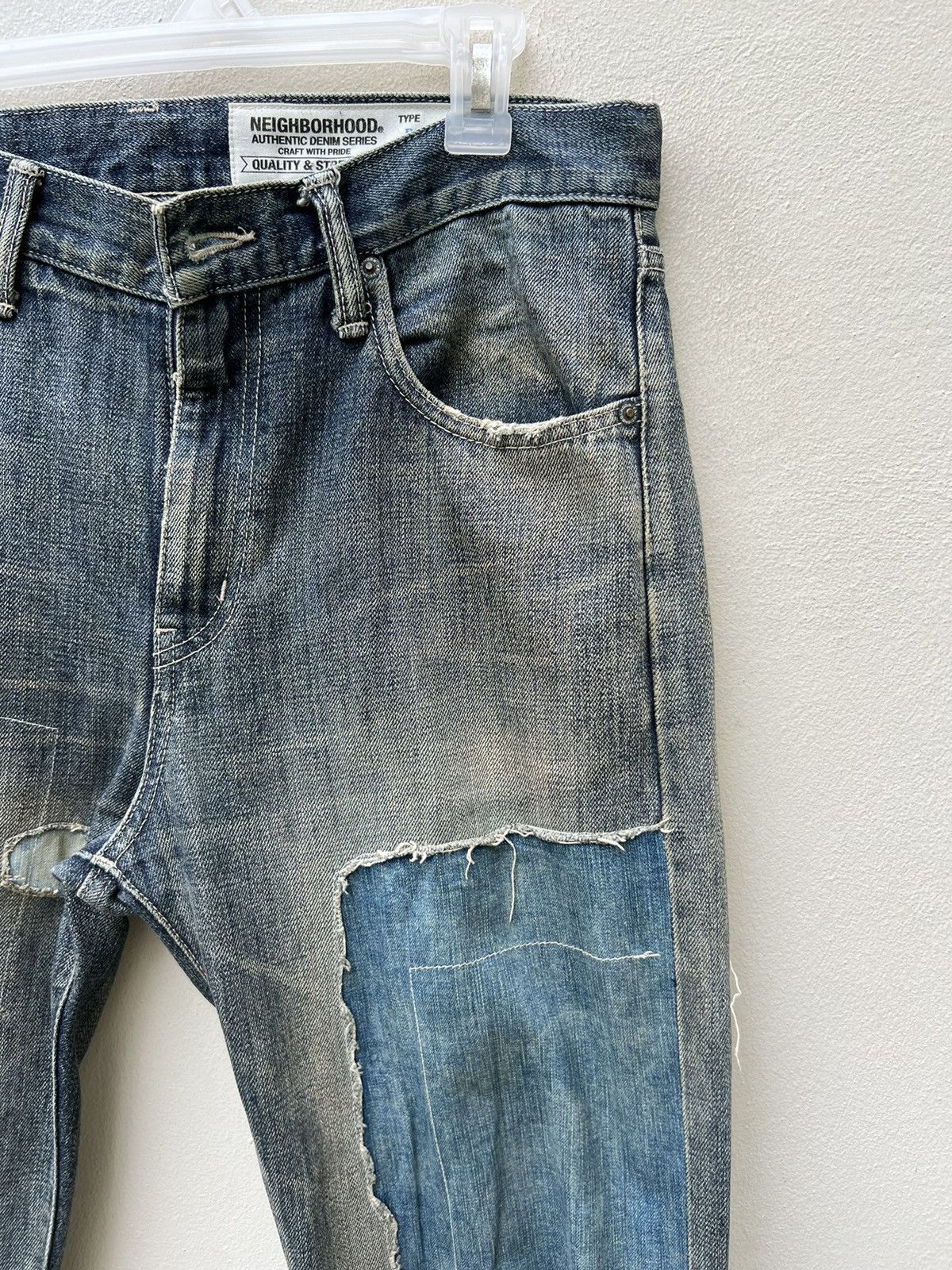 Neighborhood Neighborhood Ripped Patchwork Sashiko Denim Selvedge Jeans Size US 31 - 8 Thumbnail