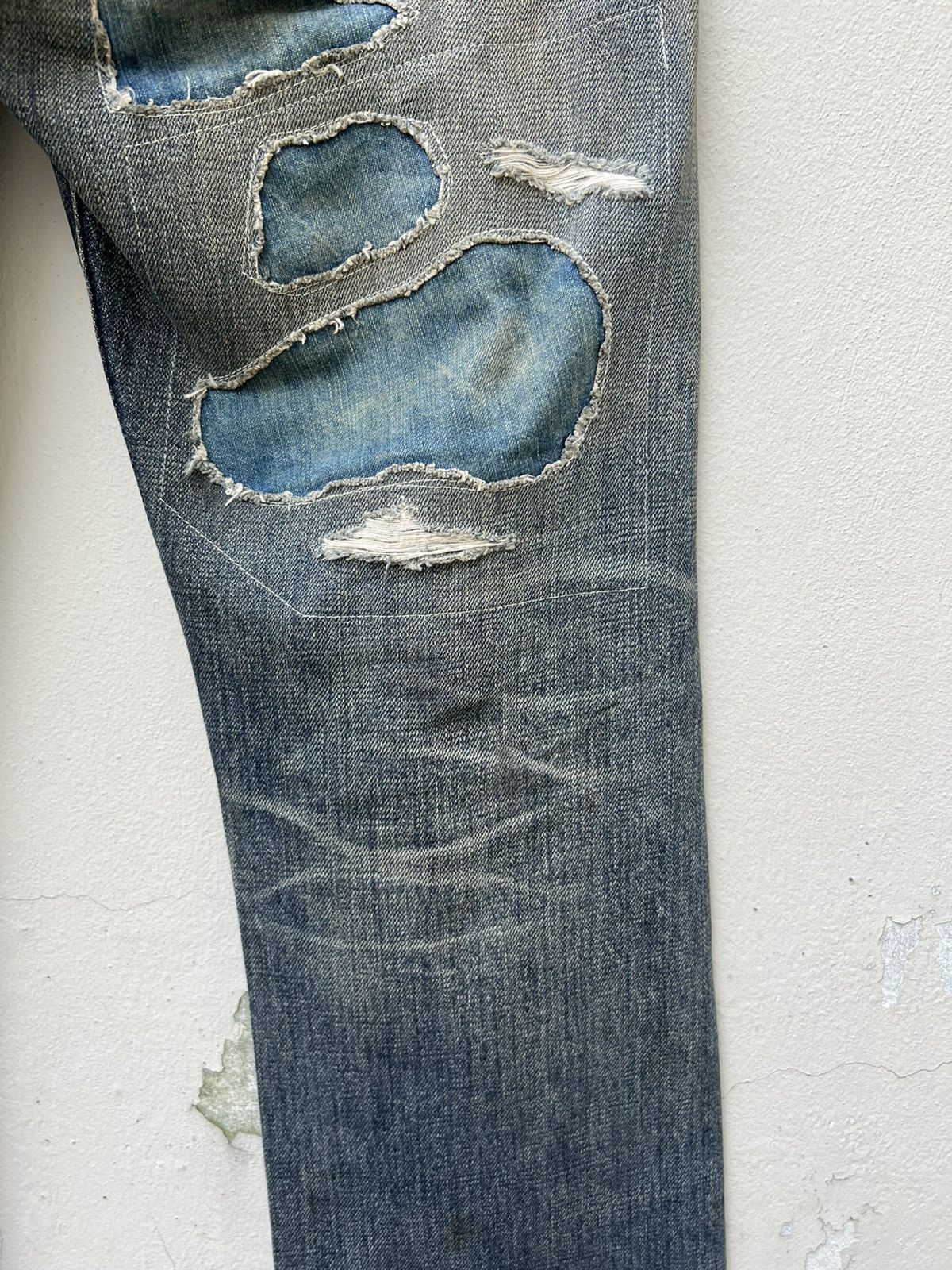 Neighborhood Neighborhood Ripped Patchwork Sashiko Denim Selvedge Jeans Size US 31 - 17 Thumbnail
