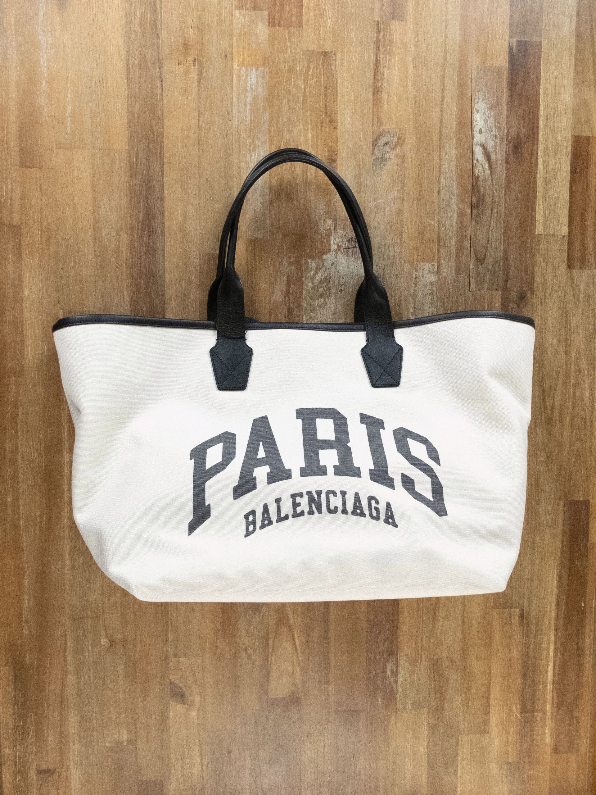Balenciaga BALENCIAGA Paris Cities canvas cream black tote shopper bag Size ONE SIZE - 3 Thumbnail
