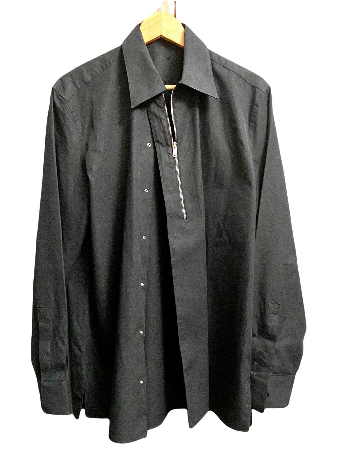 image of Mm Williams Givenchy Black Zip Asymmetrical Shirt 39 Boxy, Men's (Size Medium)