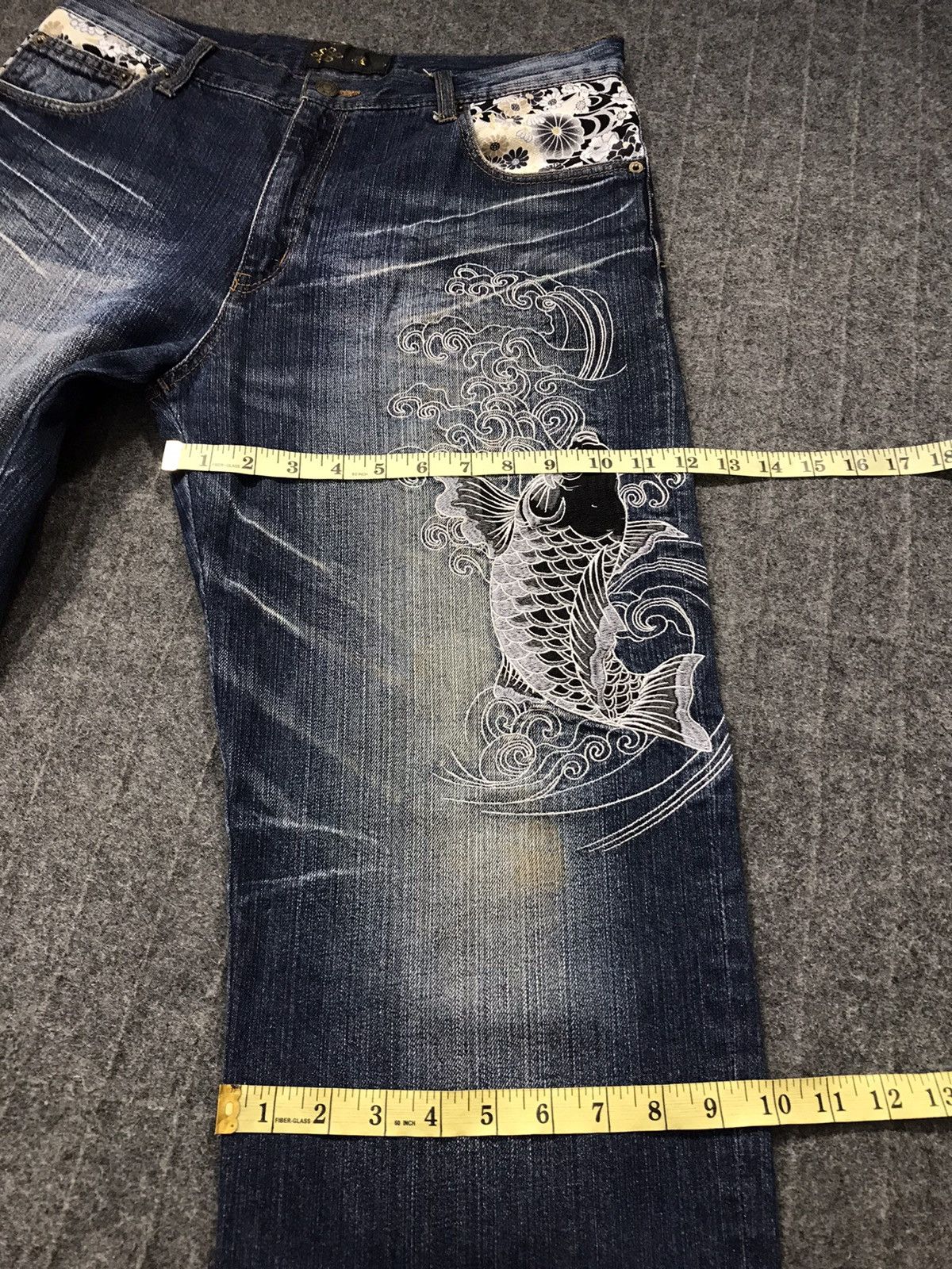 Japanese Brand Vintage Japanese Brand Koi Fish Embroidery Design Size US 33 - 18 Thumbnail