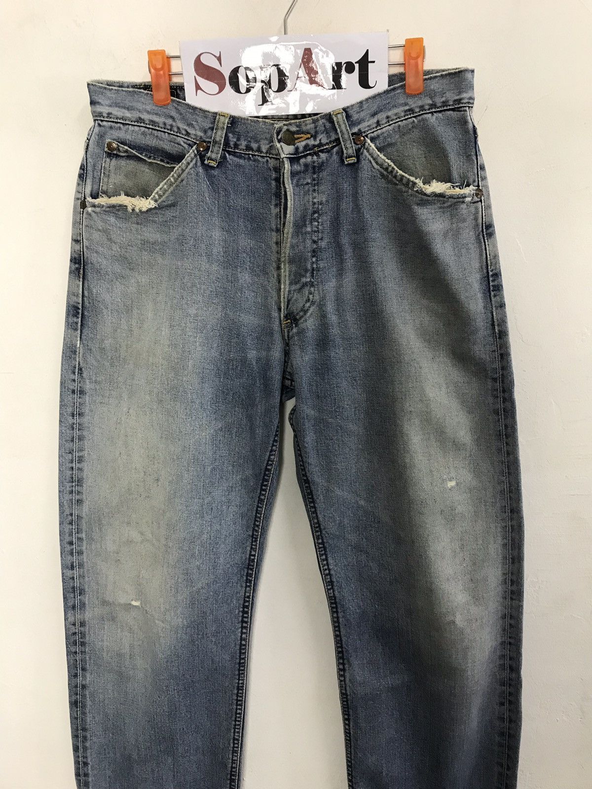 Lee Vintage Lee Distressed Selvedge Denim Jeans Size US 32 / EU 48 - 3 Thumbnail