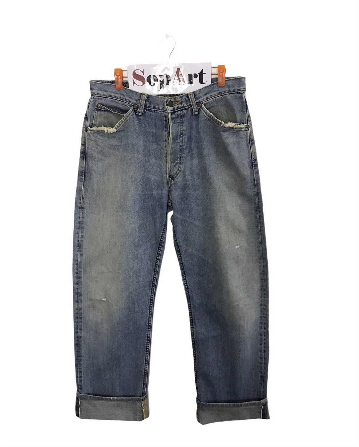 Lee Vintage Lee Distressed Selvedge Denim Jeans Size US 32 / EU 48 - 1 Thumbnail