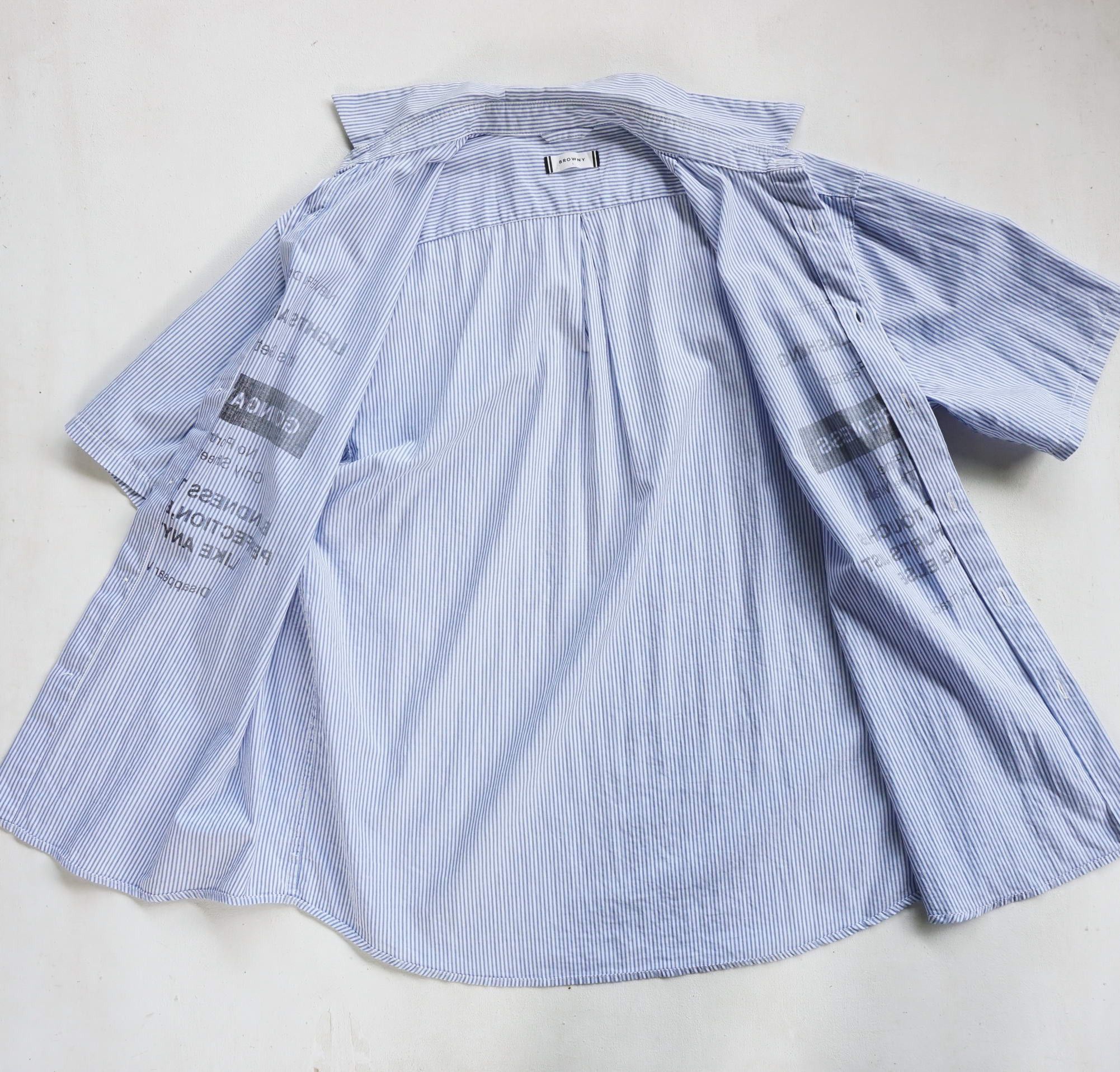 Japanese Brand BROWNY Typography - Going Awareness - Short Sleeves Shirt Size US L / EU 52-54 / 3 - 6 Thumbnail