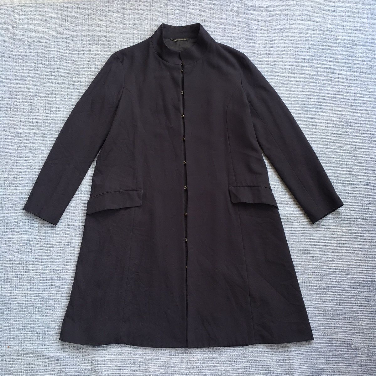 Image of Yohji Yamamoto Vintage 90's Wool Long Hook Coat in Navy, Men's (Size Small)