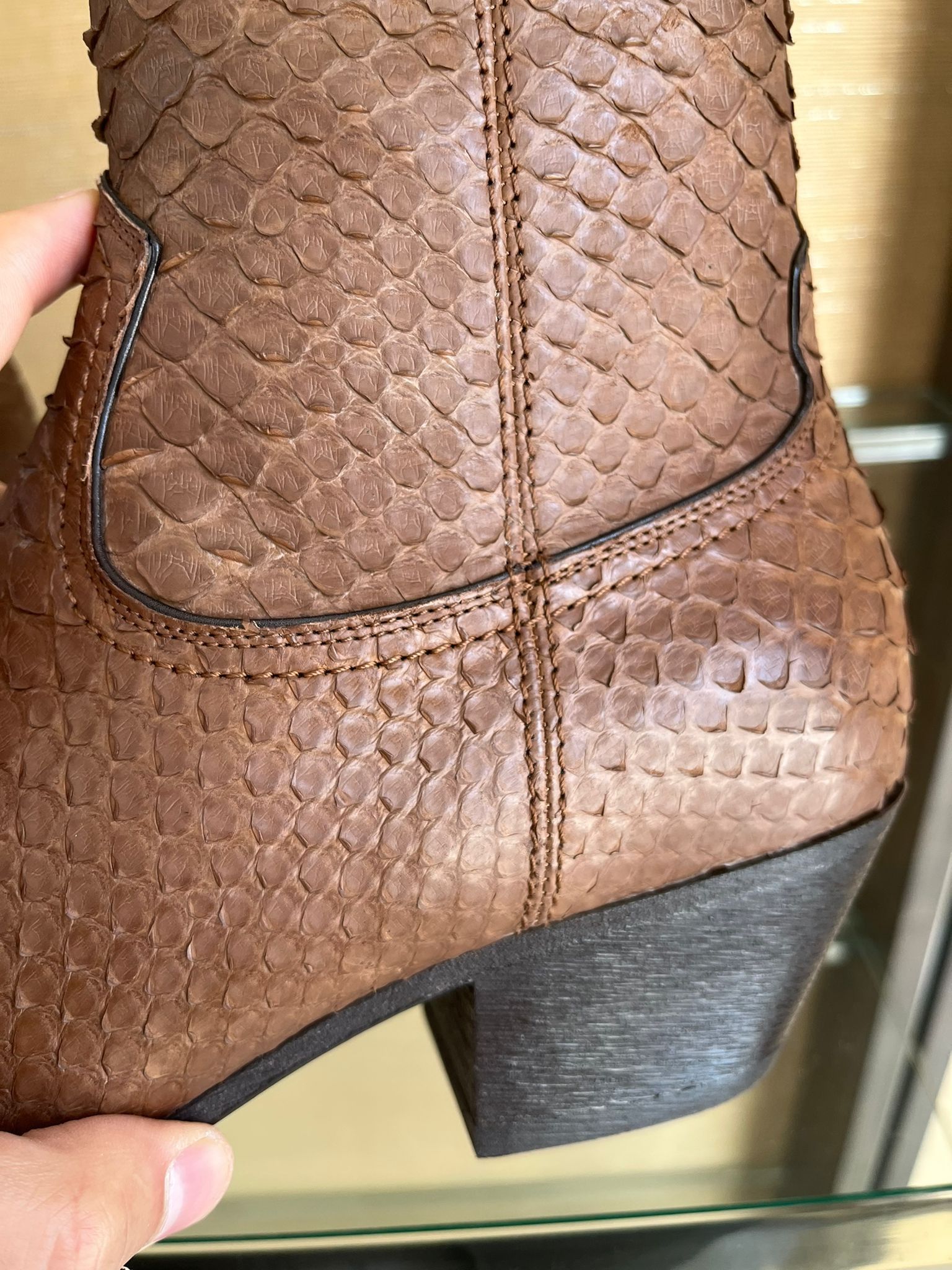 Saint Laurent Paris o1rshd1 Lukas Python Boots in Brown Size US 10 / EU 43 - 12 Thumbnail