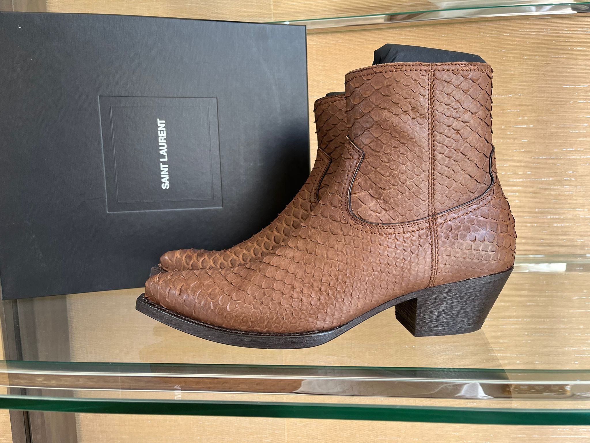 Saint Laurent Paris o1rshd1 Lukas Python Boots in Brown Size US 10 / EU 43 - 4 Thumbnail