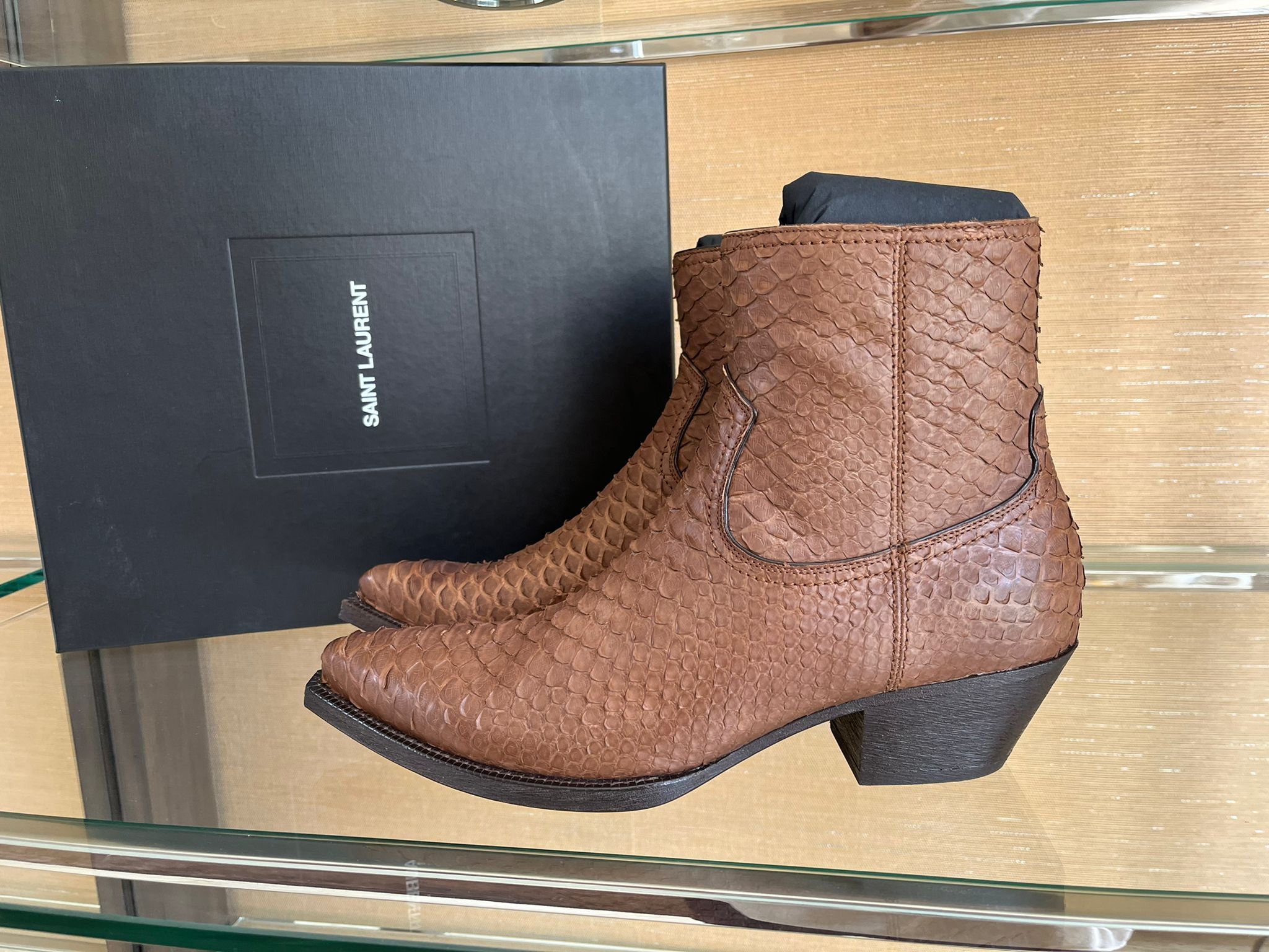 Saint Laurent Paris o1rshd1 Lukas Python Boots in Brown Size US 10 / EU 43 - 2 Thumbnail