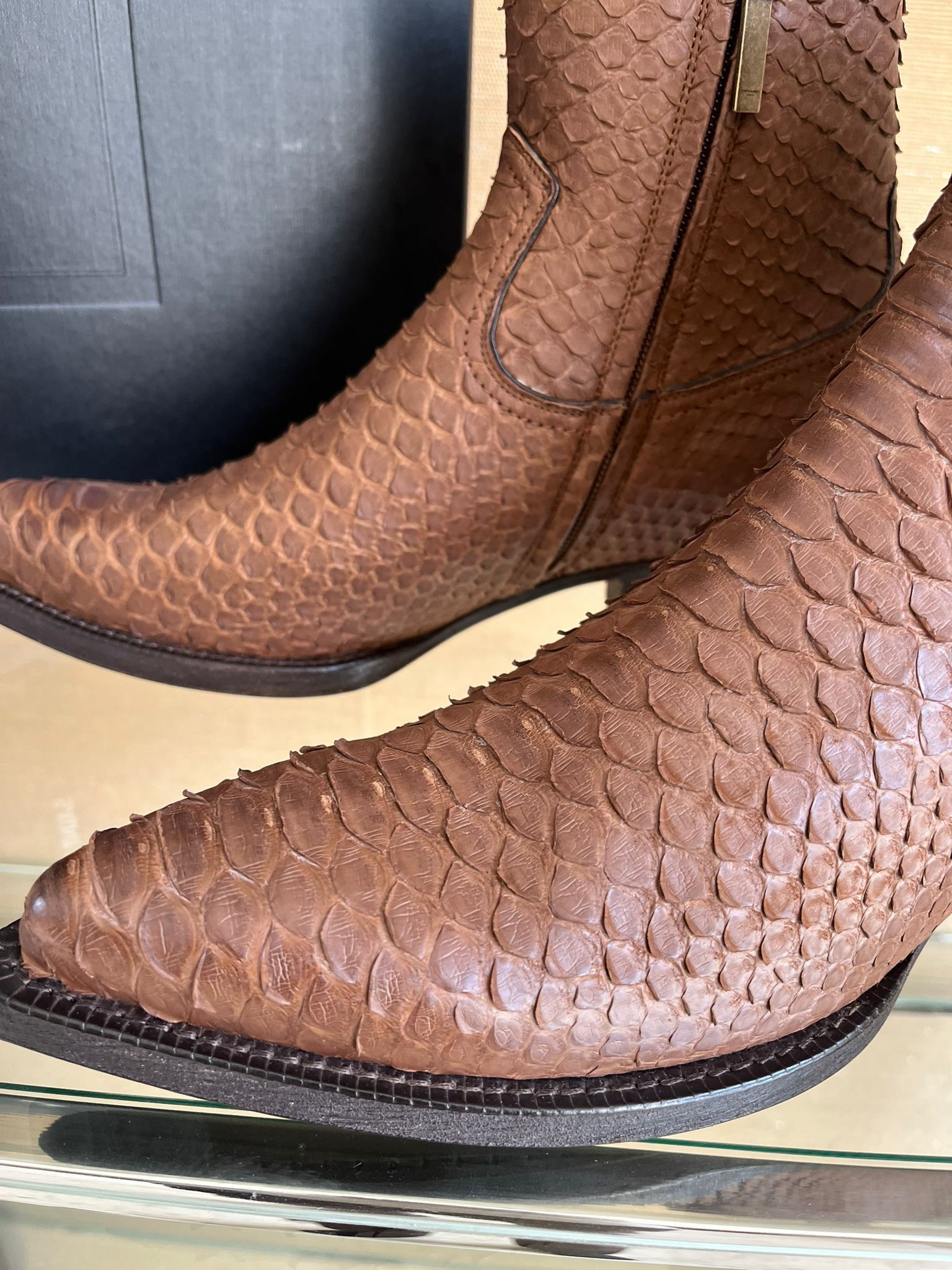 Saint Laurent Paris o1rshd1 Lukas Python Boots in Brown Size US 10 / EU 43 - 7 Thumbnail
