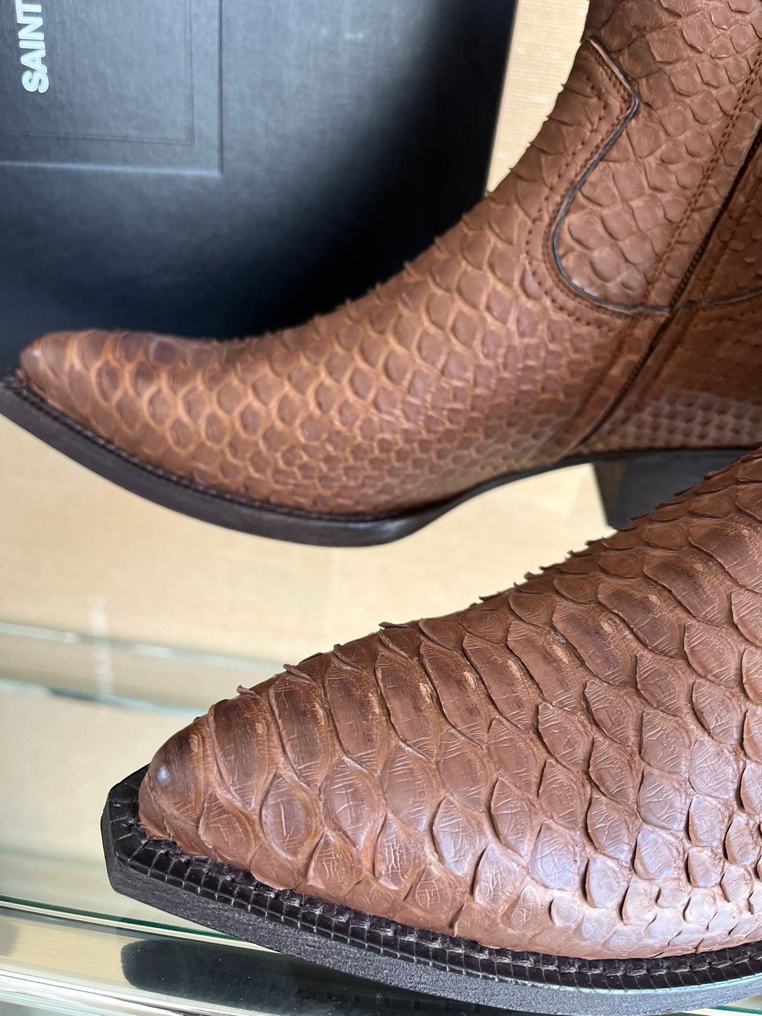 Saint Laurent Paris o1rshd1 Lukas Python Boots in Brown Size US 10 / EU 43 - 8 Thumbnail