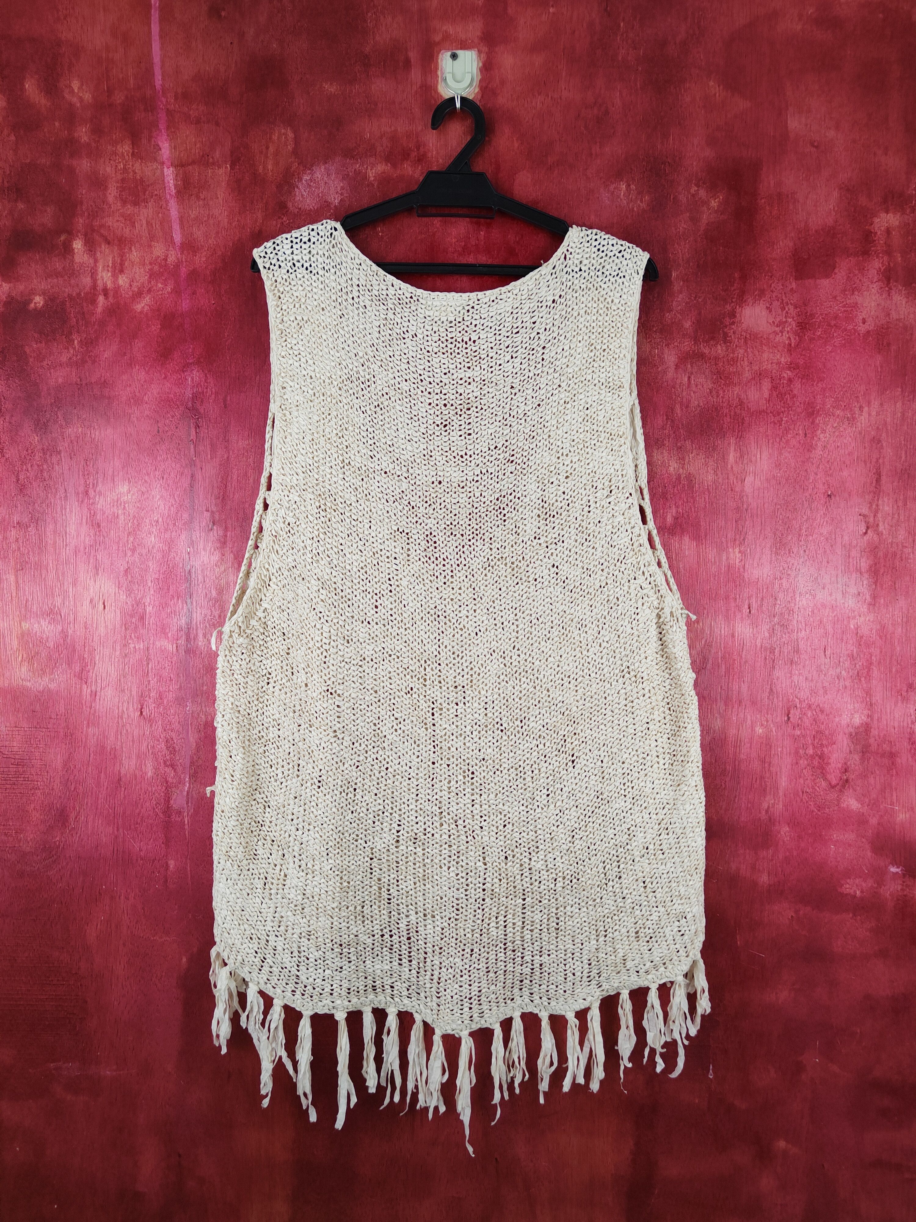 Homespun Knitwear × Japanese Brand Millers Cream Crochet Meshnet Knitwear cardigan vest #S980 Size XXL / US 16-18 / IT 52-54 - 7 Thumbnail