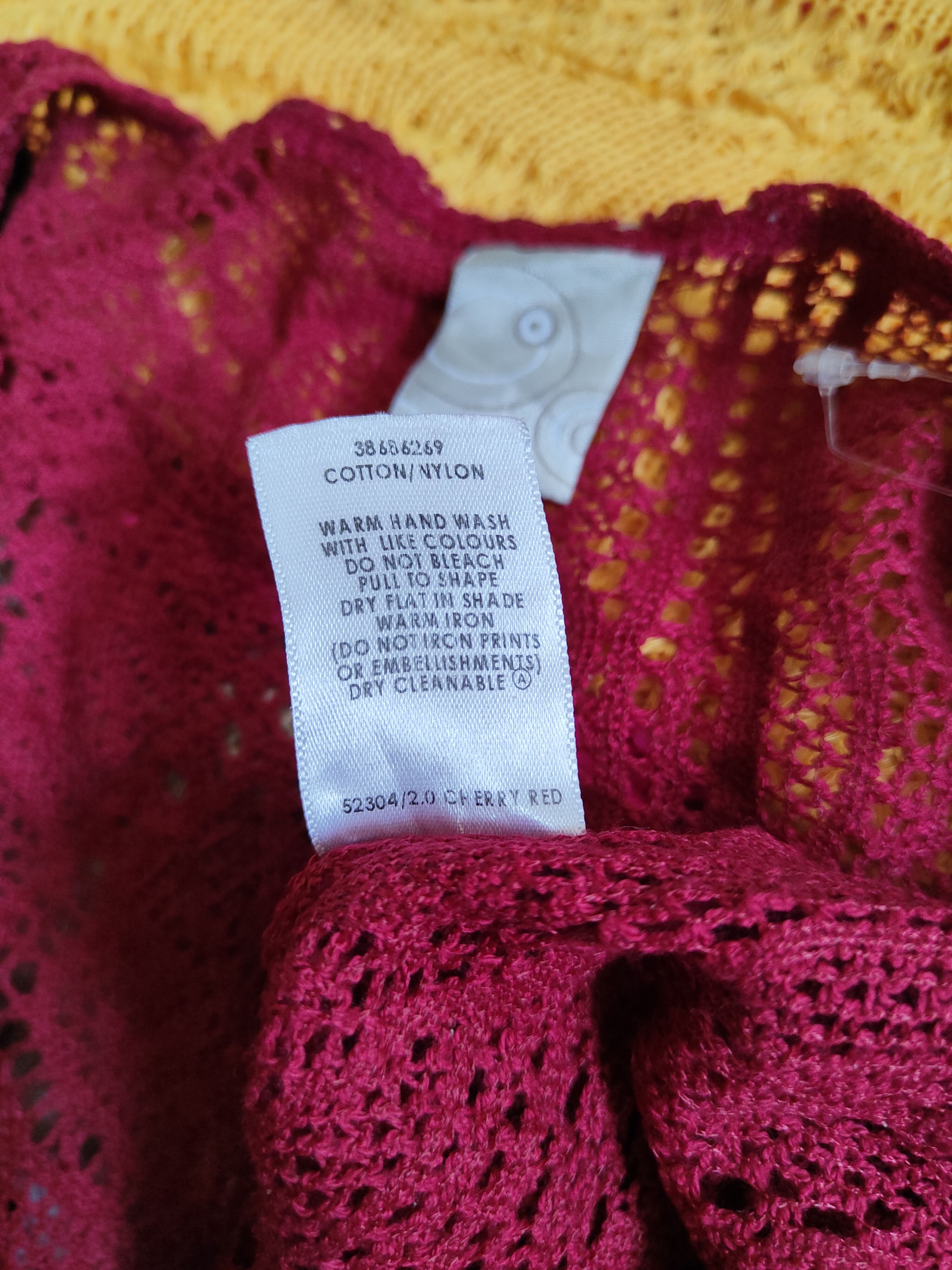 Homespun Knitwear vintage Red Crochet Meshnet Knitwear Cardigan #S977 Size XS / US 0-2 / IT 36-38 - 10 Thumbnail