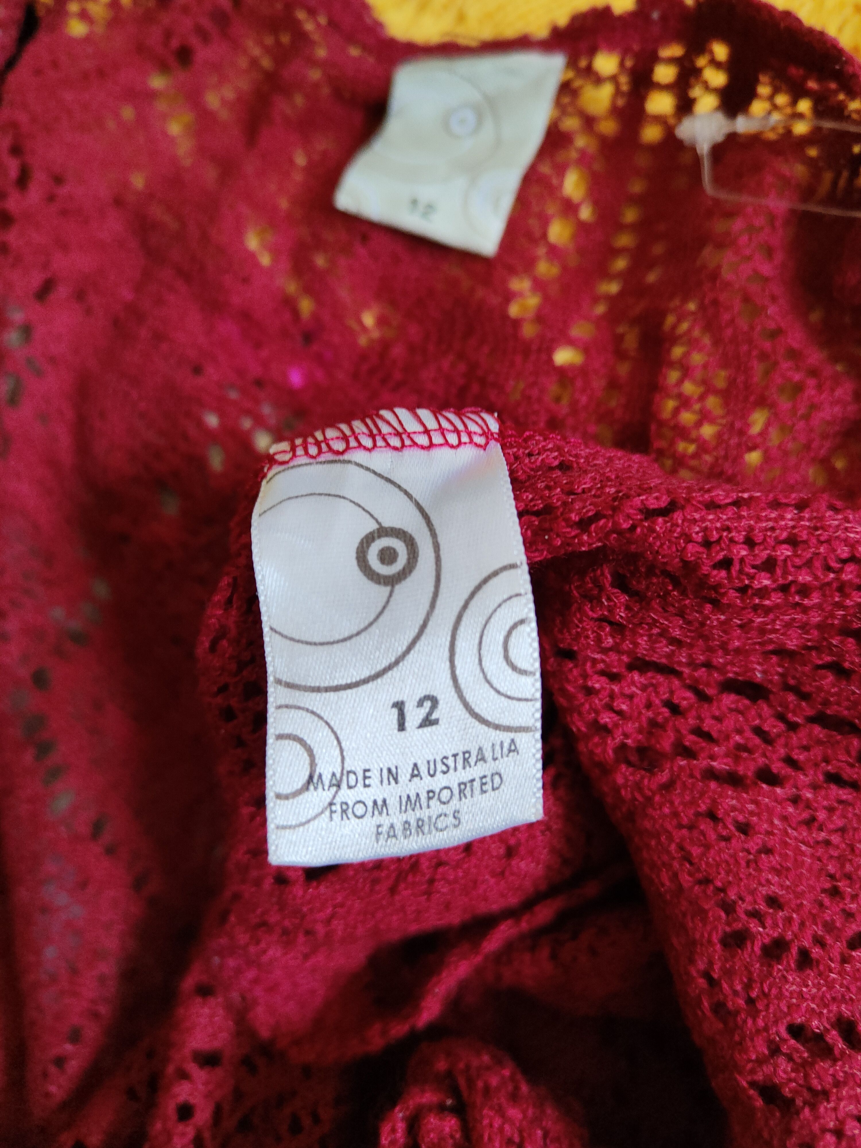 Homespun Knitwear vintage Red Crochet Meshnet Knitwear Cardigan #S977 Size XS / US 0-2 / IT 36-38 - 11 Thumbnail