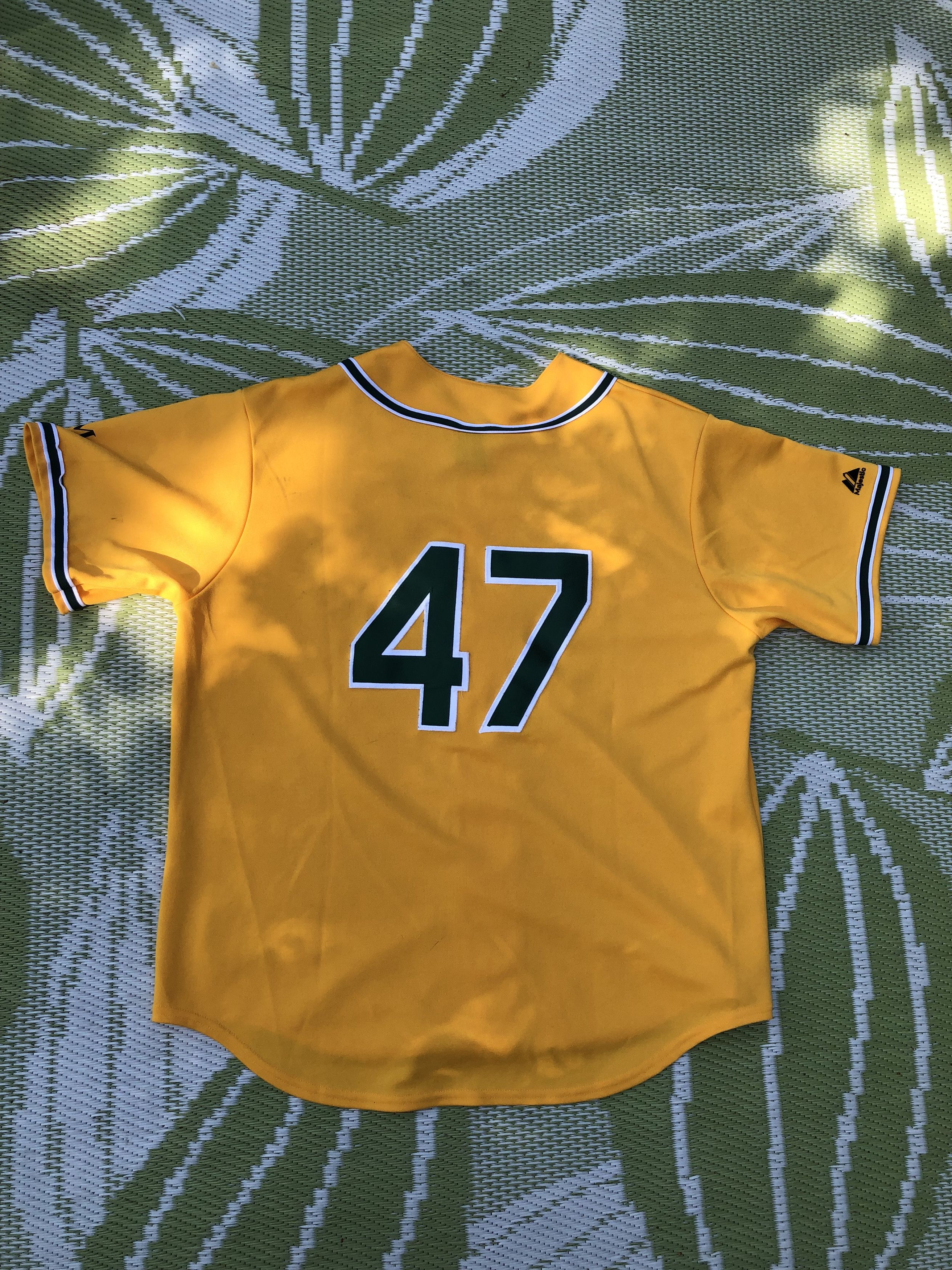 MLB × Majestic Oakland Athletics A's Authentic Majestic Yellow Jersey #47 Size US XL / EU 56 / 4 - 4 Thumbnail